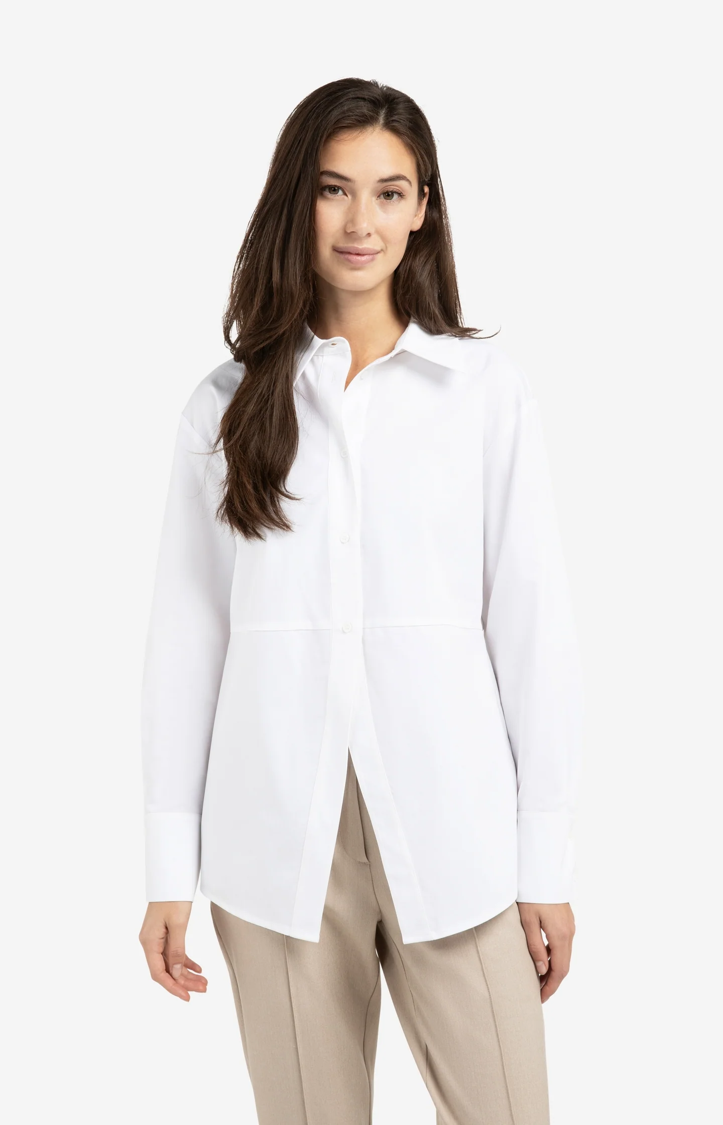 A-line poplin blouse with front slit detail - Image 4