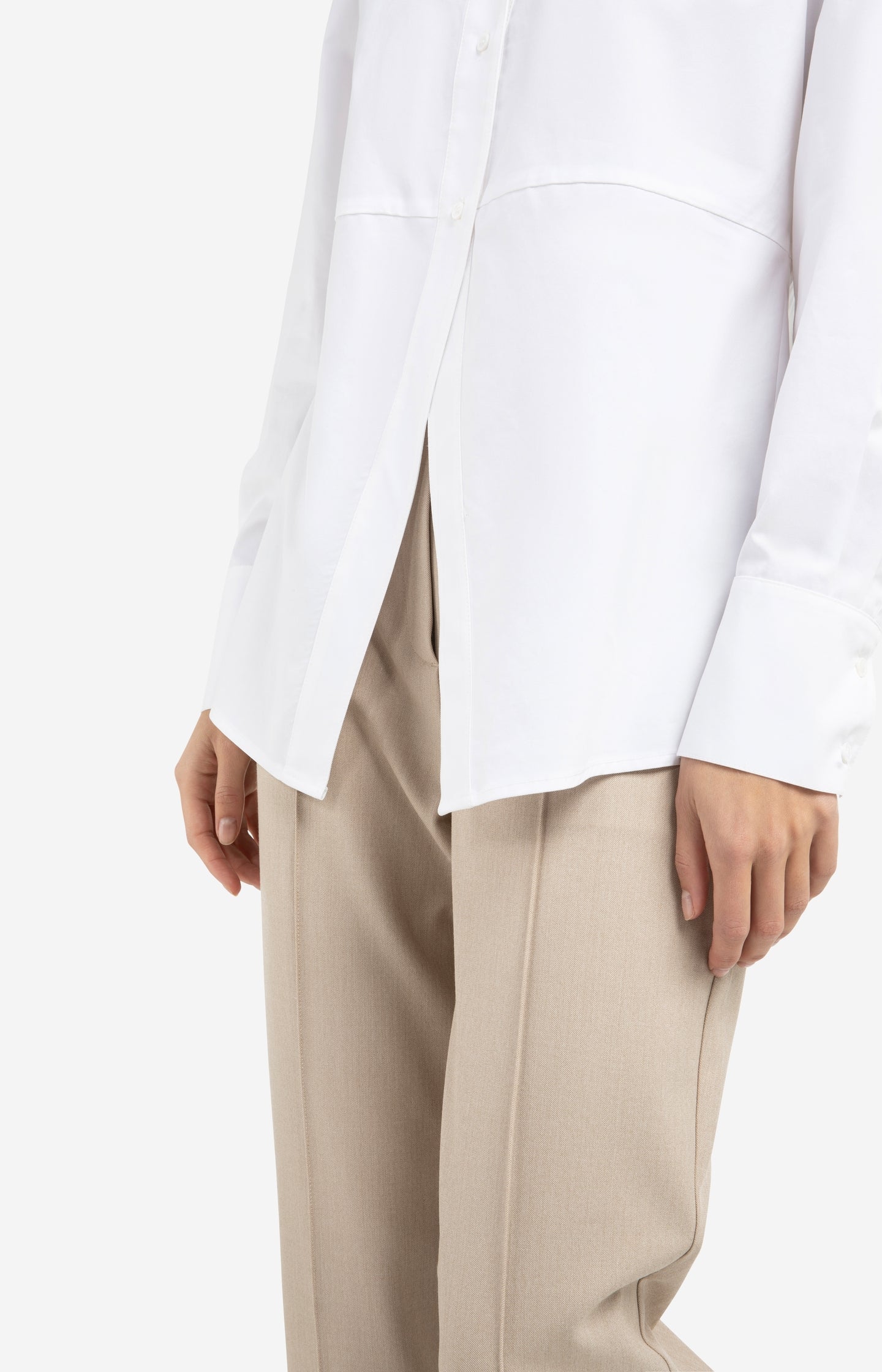 A-line poplin blouse with front slit detail - Image 6