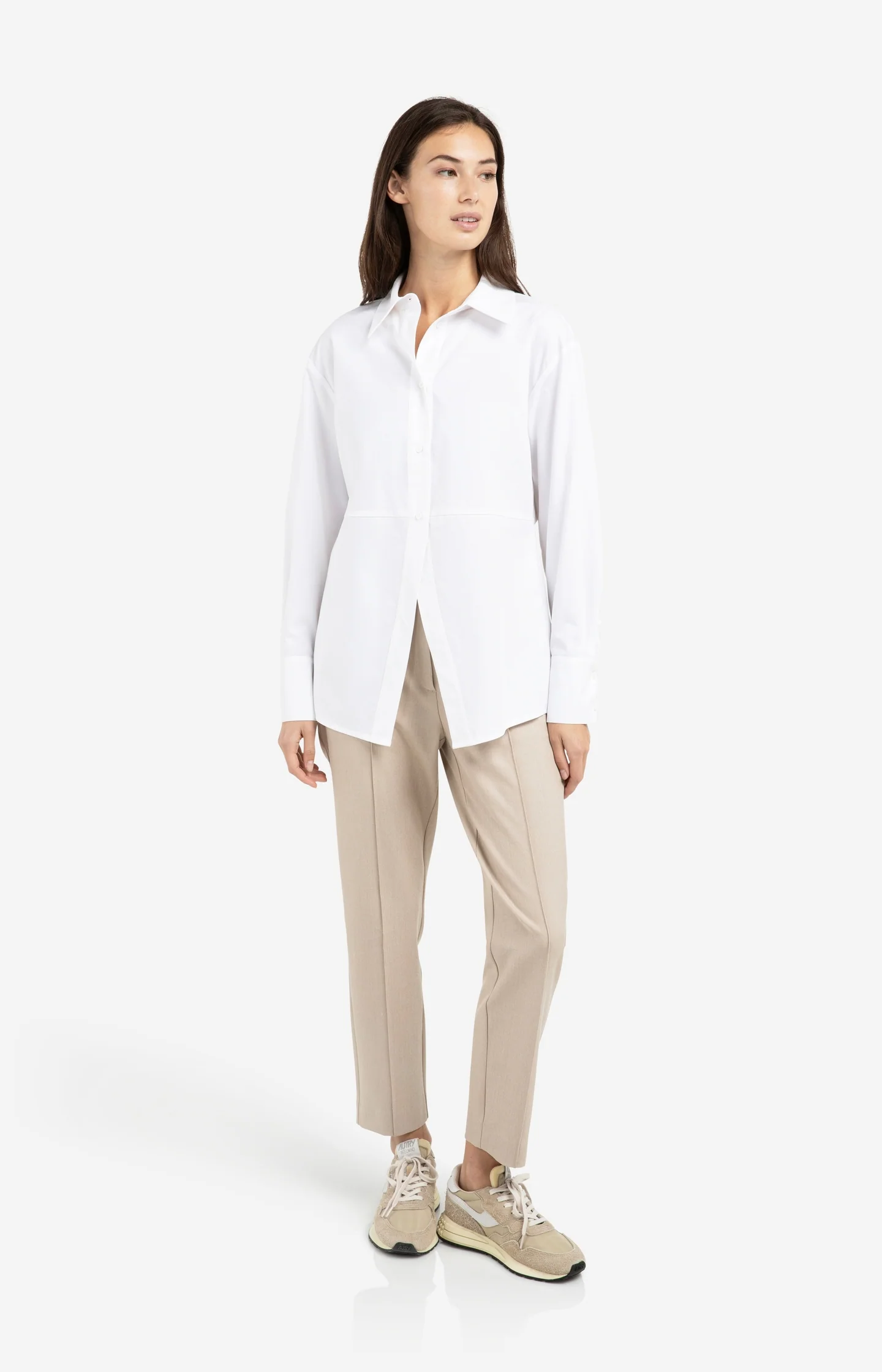 A-line poplin blouse with front slit detail - Image 7