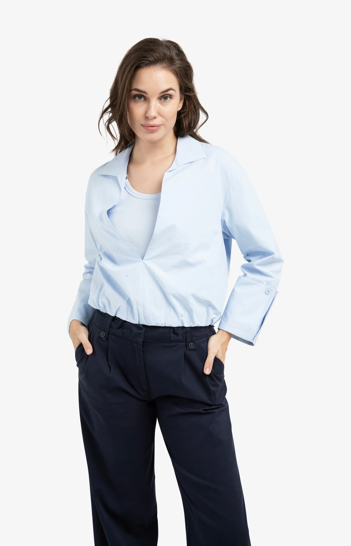 Balloon blouse with deep V-neck - Image 3