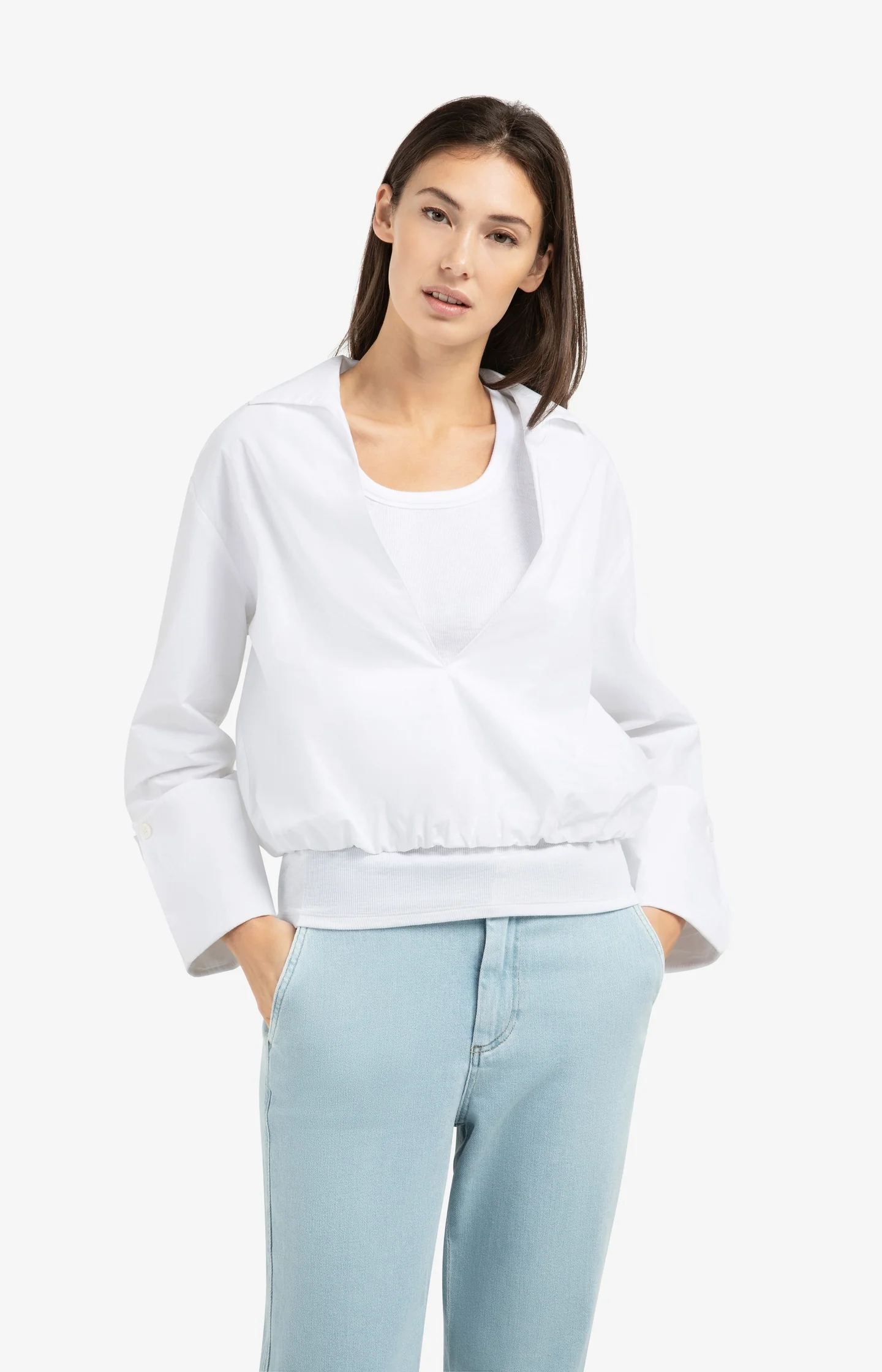 Balloon blouse with deep V-neck - Image 3