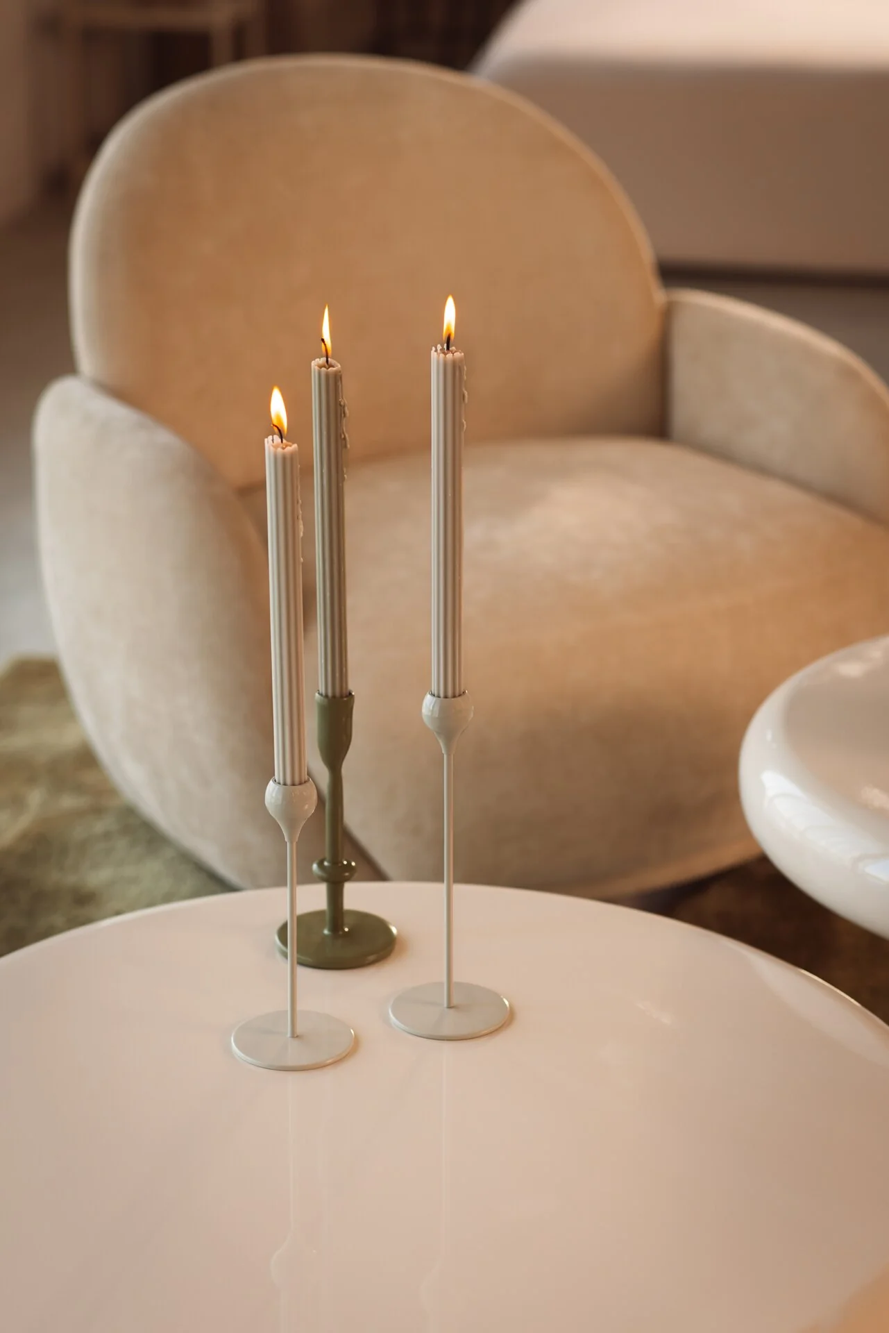 Beige metal candle holder - small - Image 5
