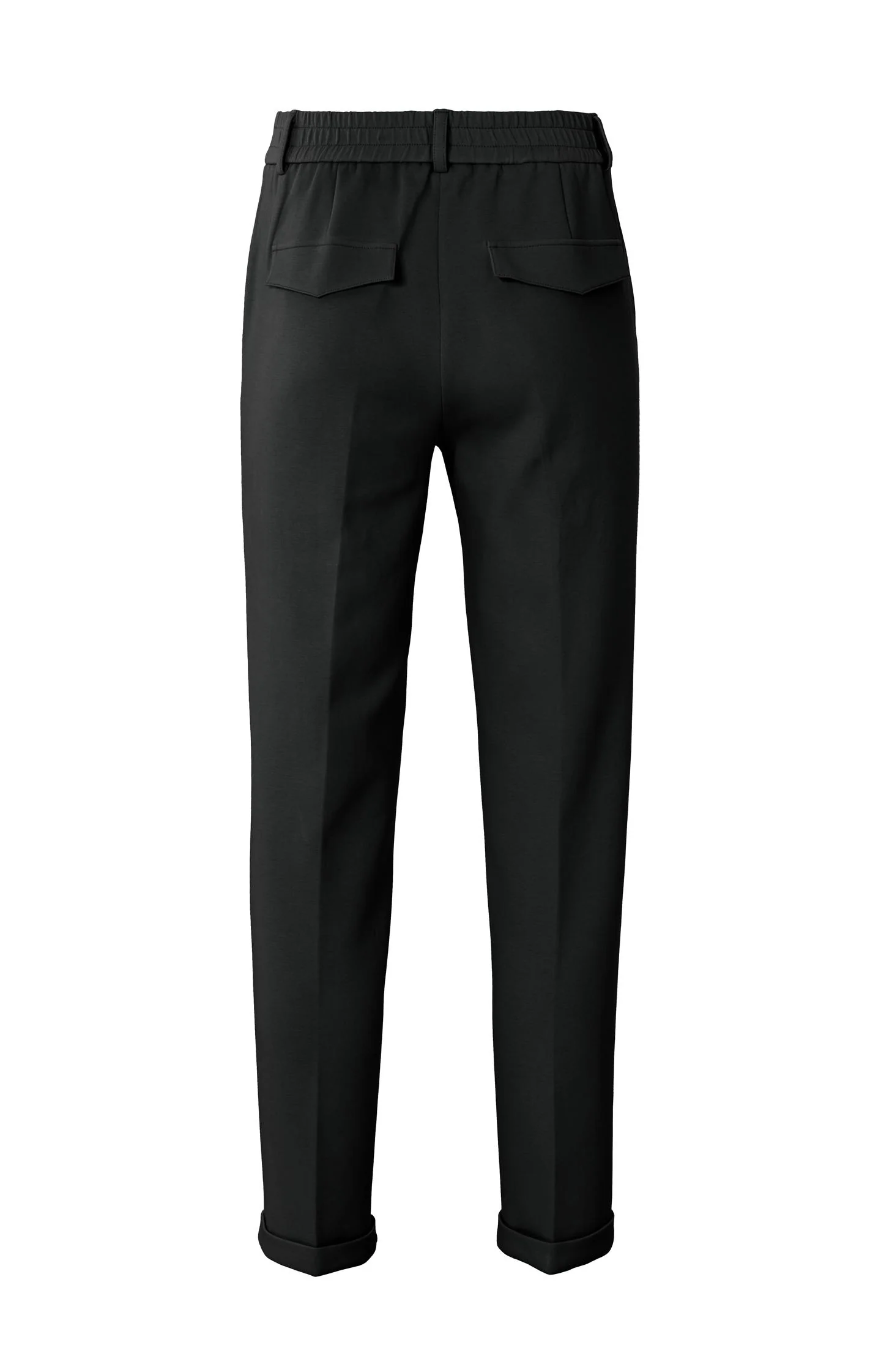 Scuba trousers with straight legs and flap pockets - Black - Image 3