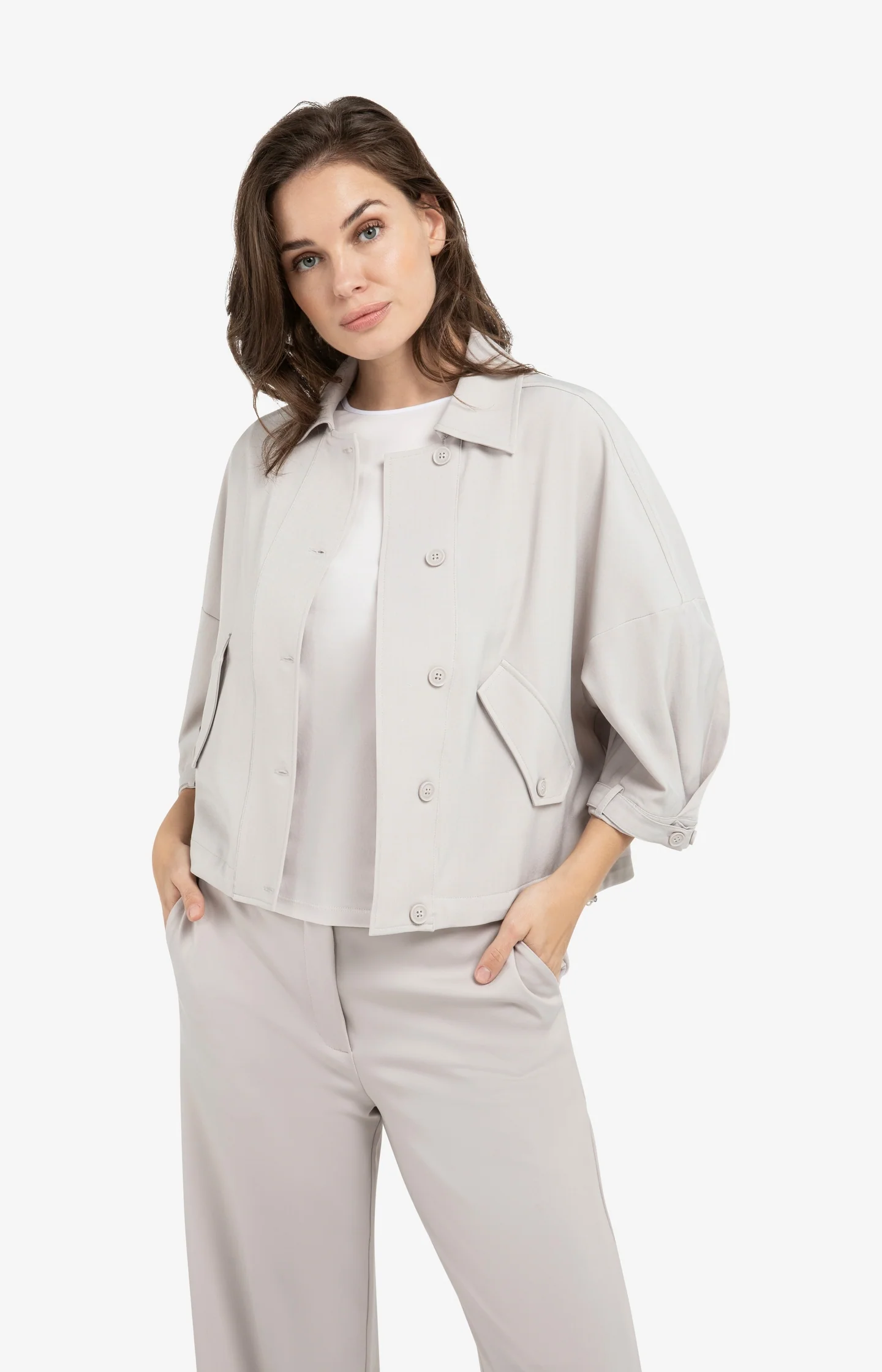Blouse jacket with adjustable waistband and pockets - Image 4