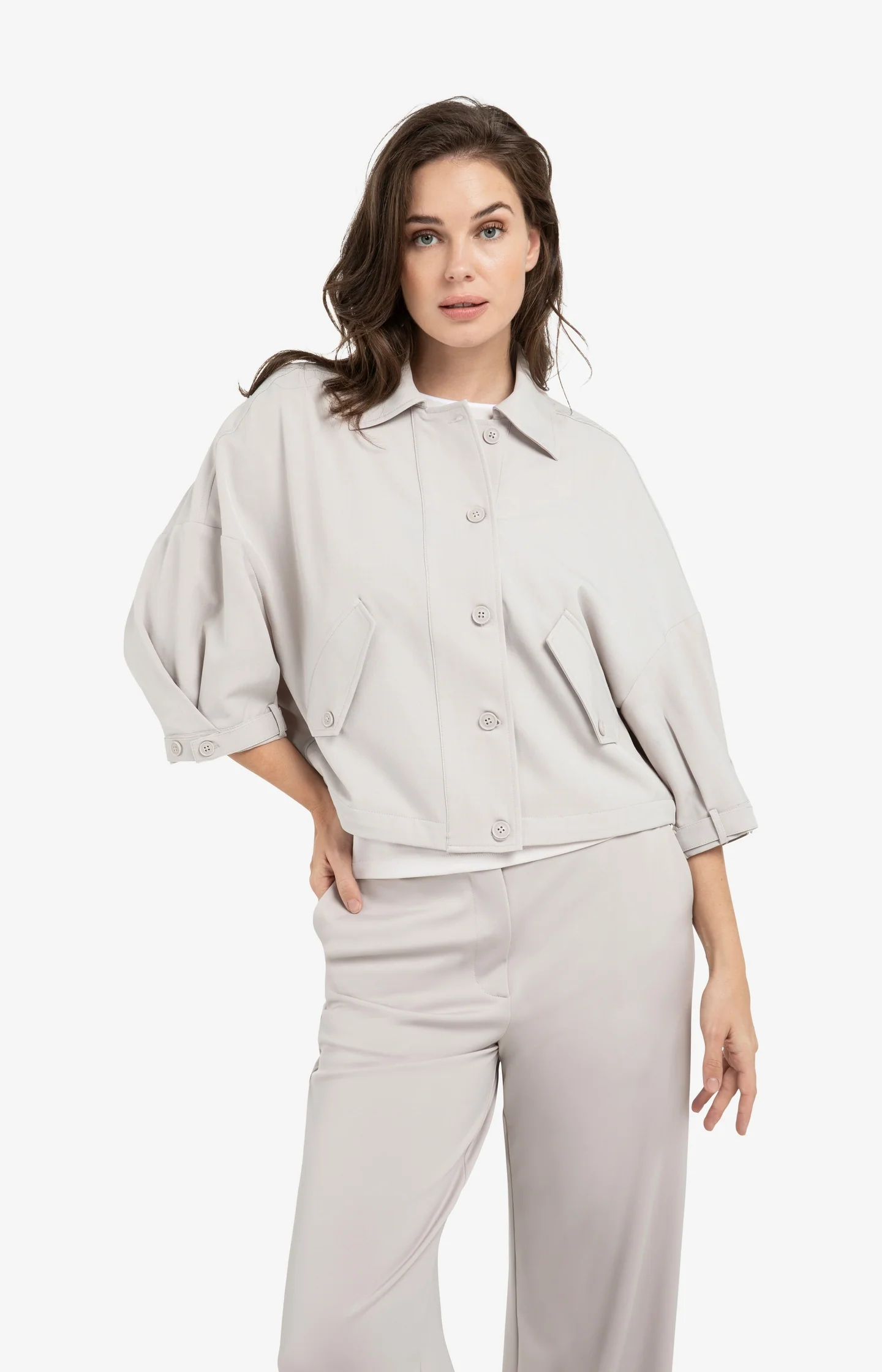 Blouse jacket with adjustable waistband and pockets - Image 5