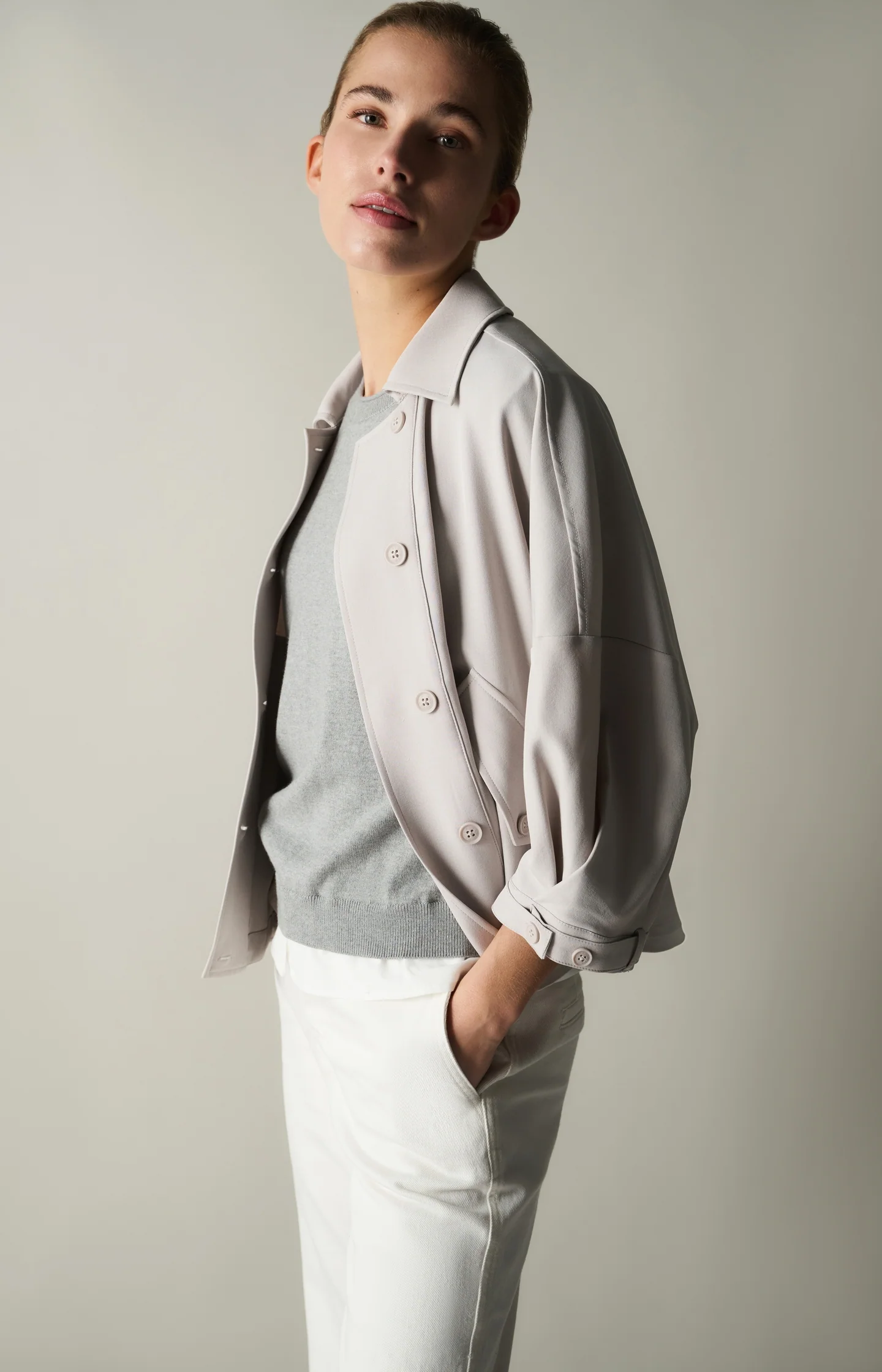Blouse jacket with adjustable waistband and pockets - Image 8