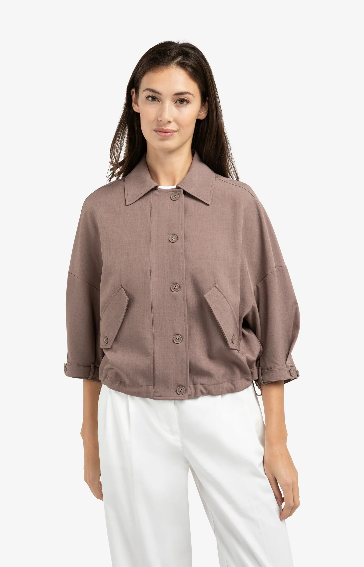 Blouse jacket with adjustable waistband and pockets - Image 3