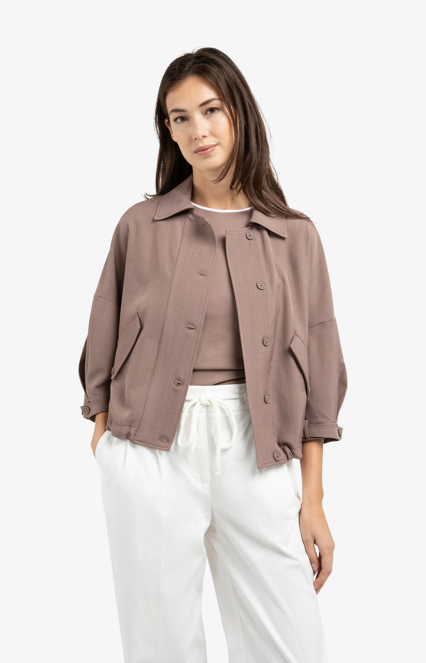 Blouse jacket with adjustable waistband and pockets - Image 4