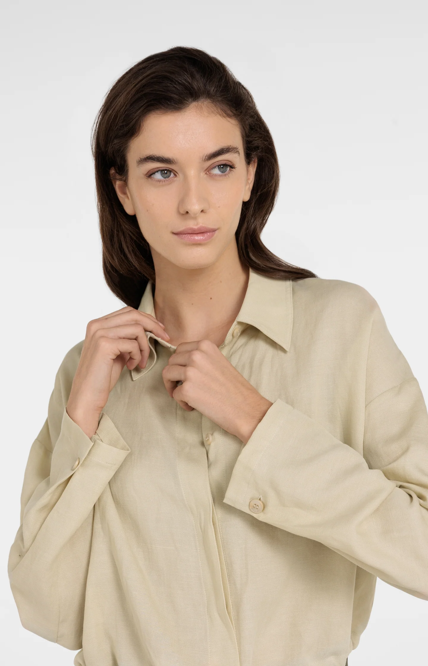 Blouse jacket with drawstring and hidden buttons - Image 6