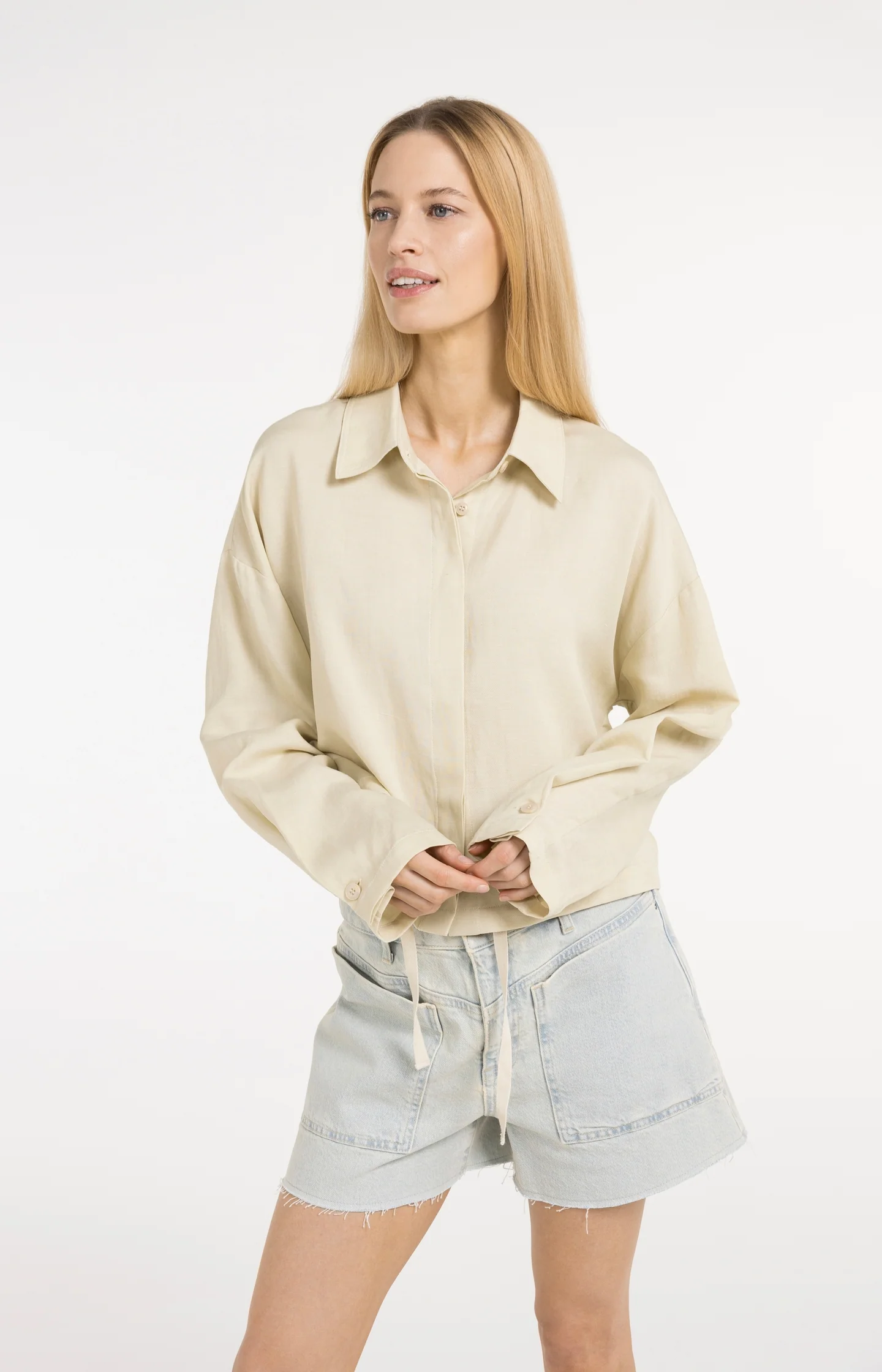 Blouse jacket with drawstring and hidden buttons - Image 8
