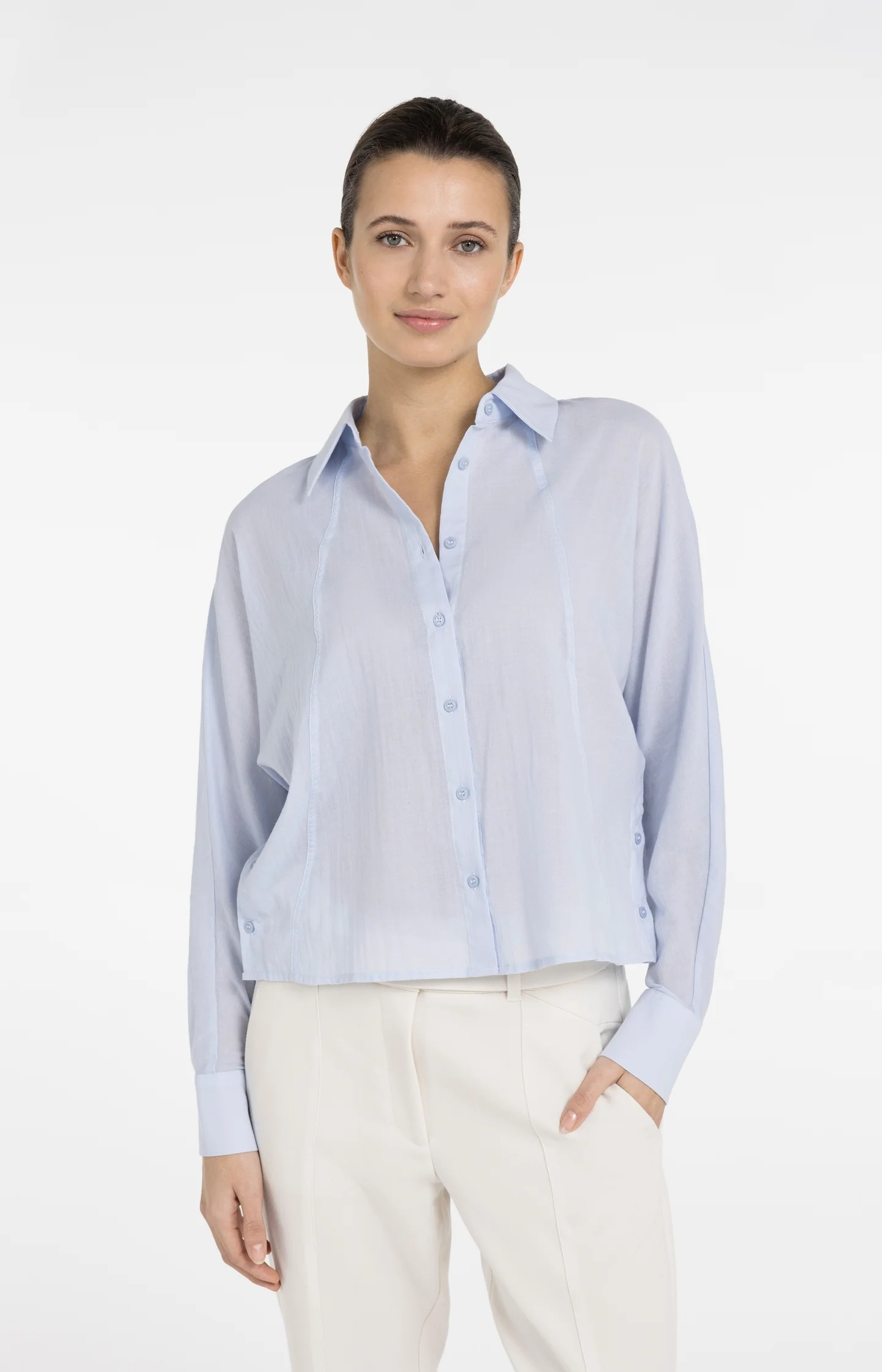 Blouse with angled seams and button details - Image 3