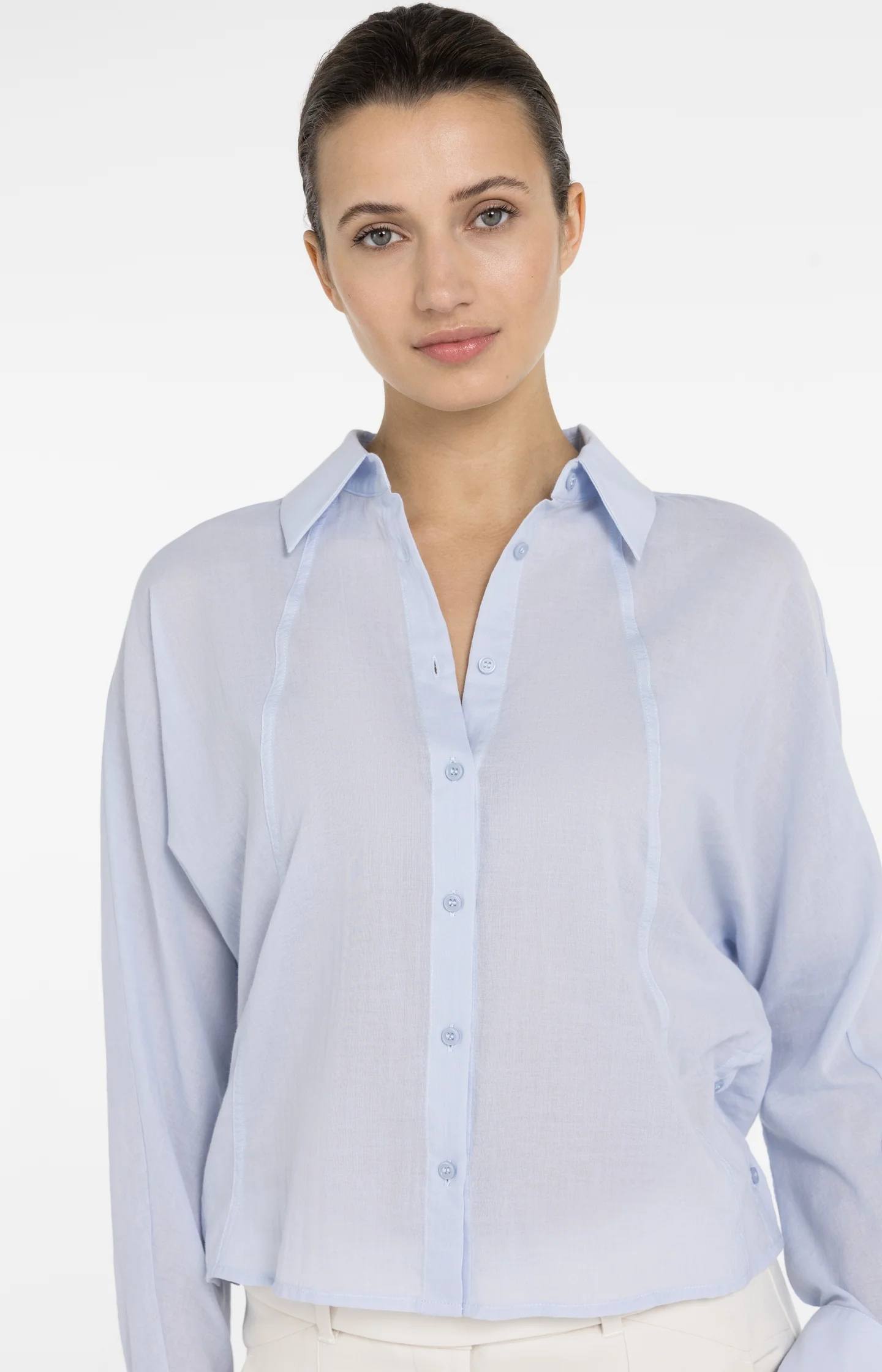 Blouse with angled seams and button details - Image 5