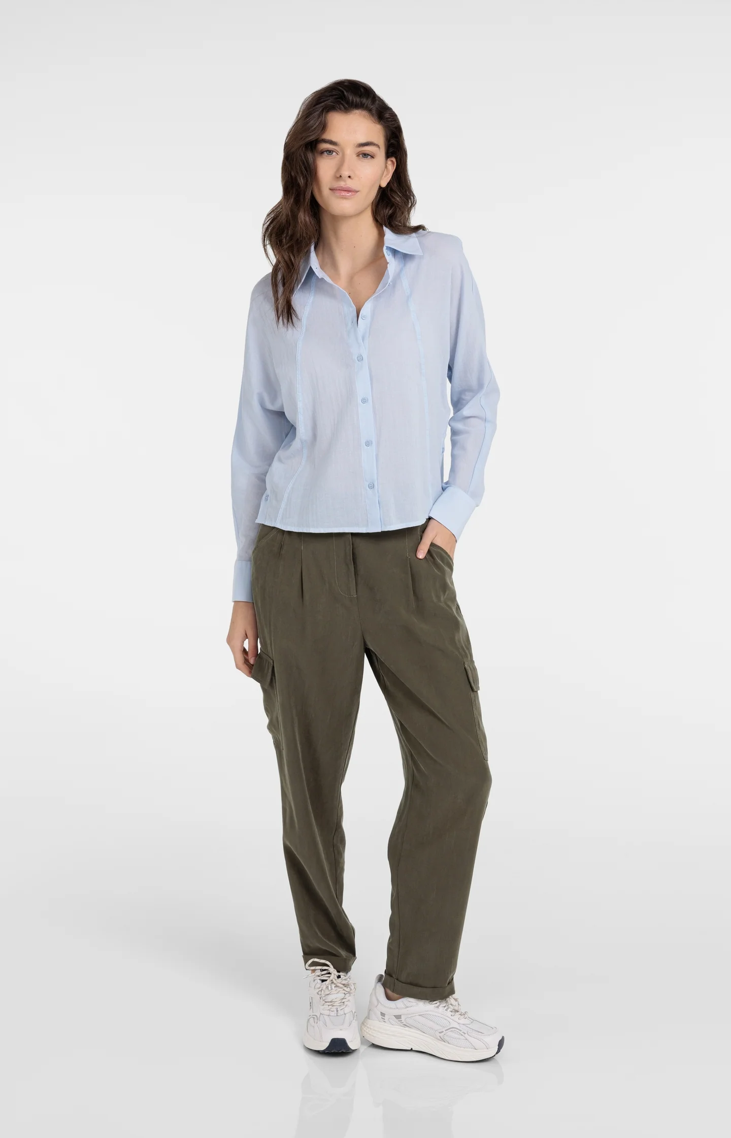 Blouse with angled seams and button details - Image 9
