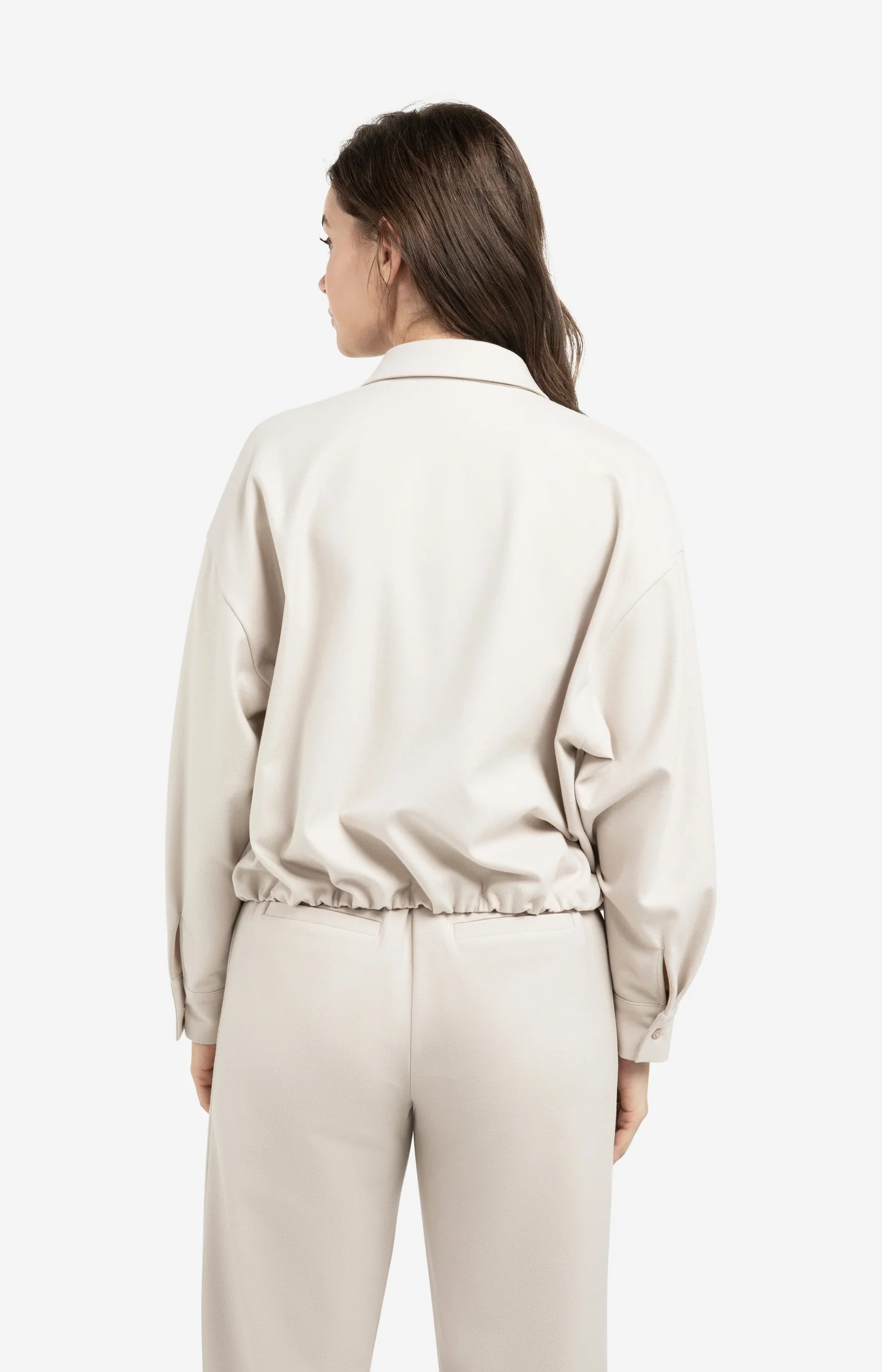 Blouse with asymmetric button placket and elastic hem - Image 4