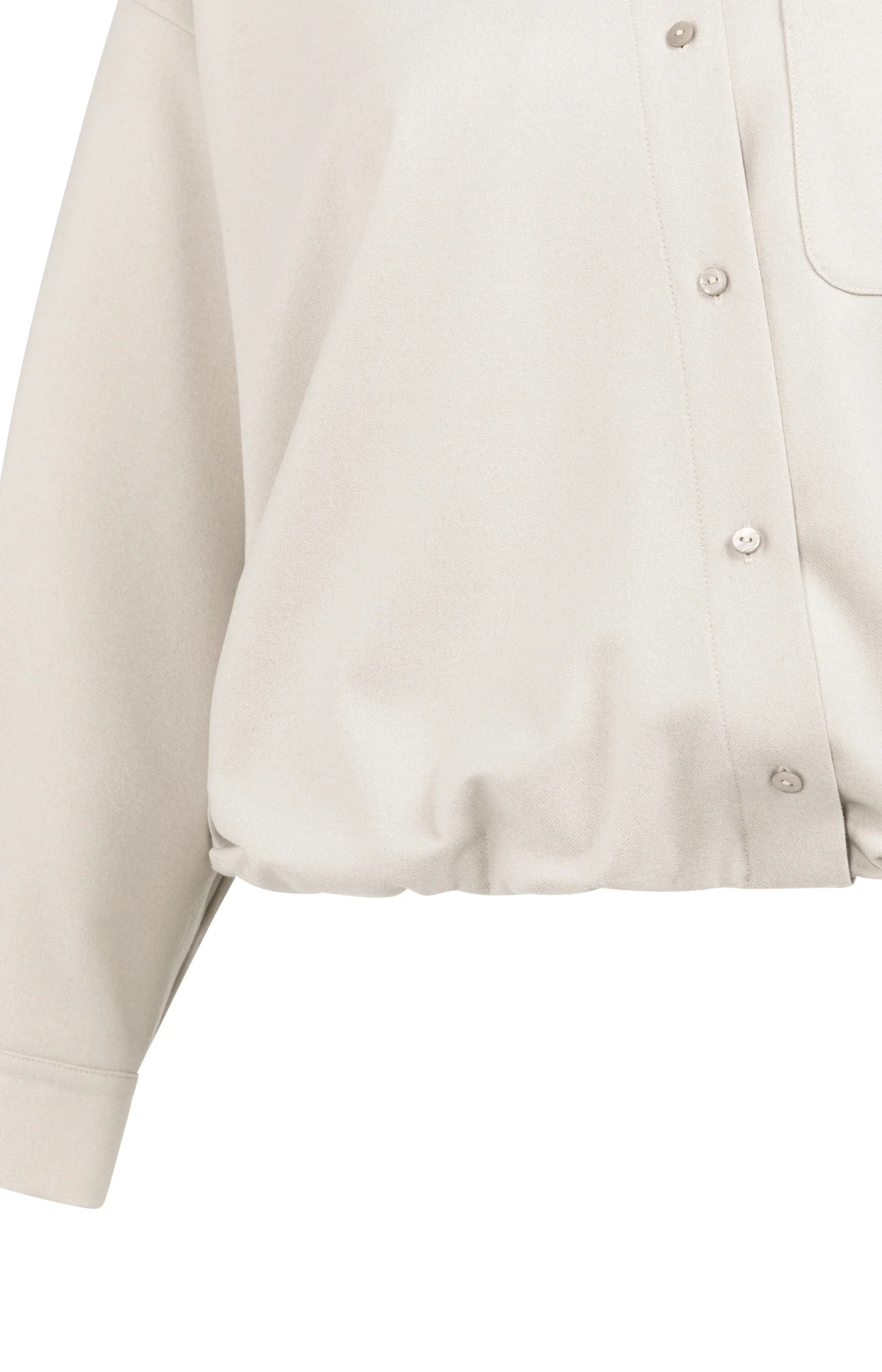Blouse with asymmetric button placket and elastic hem - Image 9