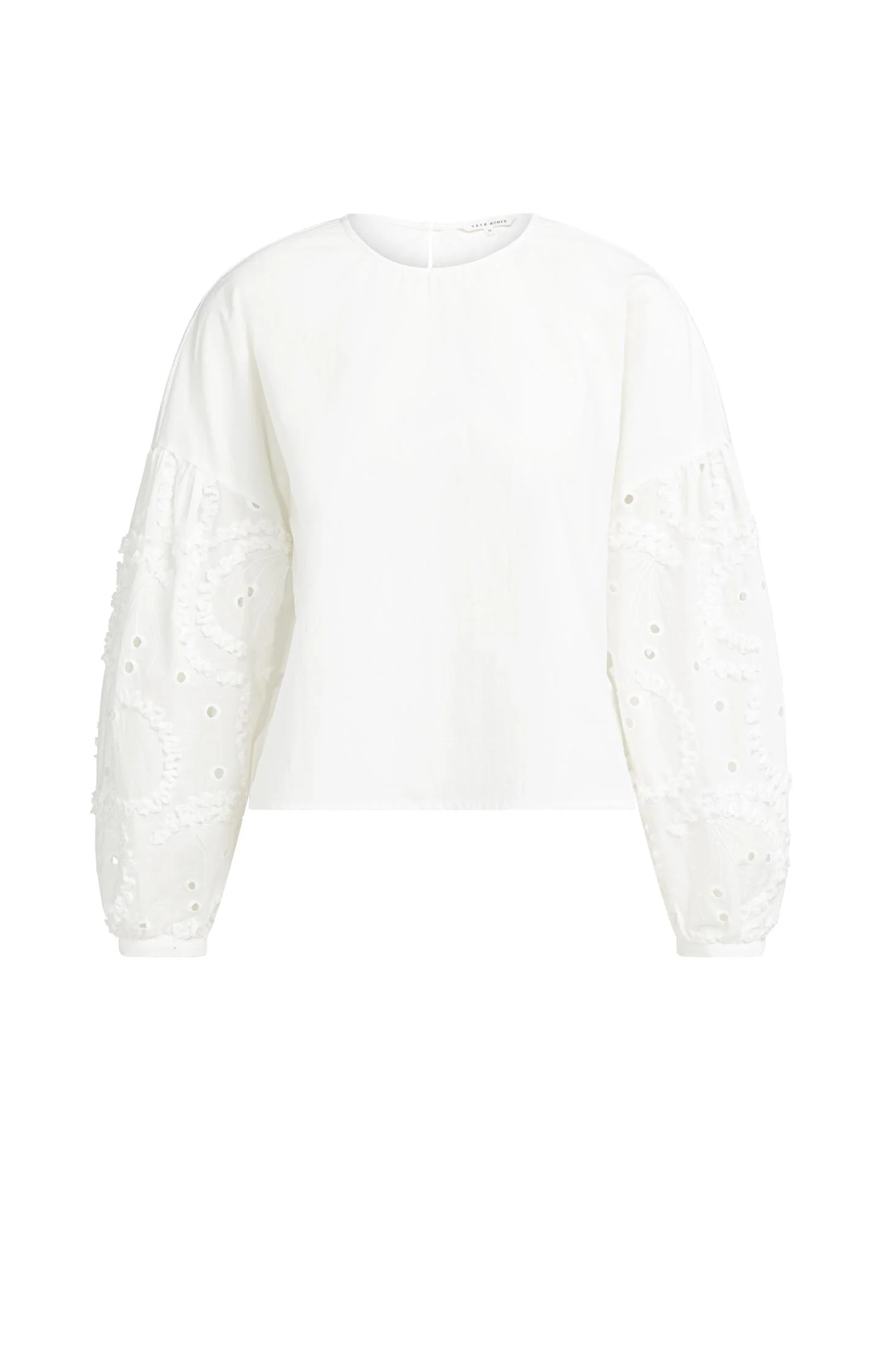 Blouse with embroidered sleeves and round neckline - Image 2