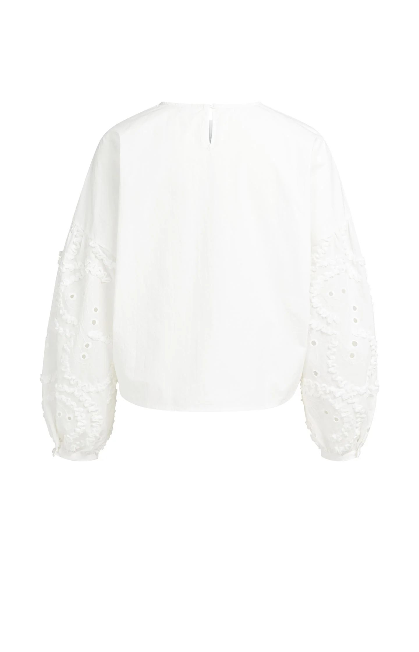 Blouse with embroidered sleeves and round neckline - Image 3