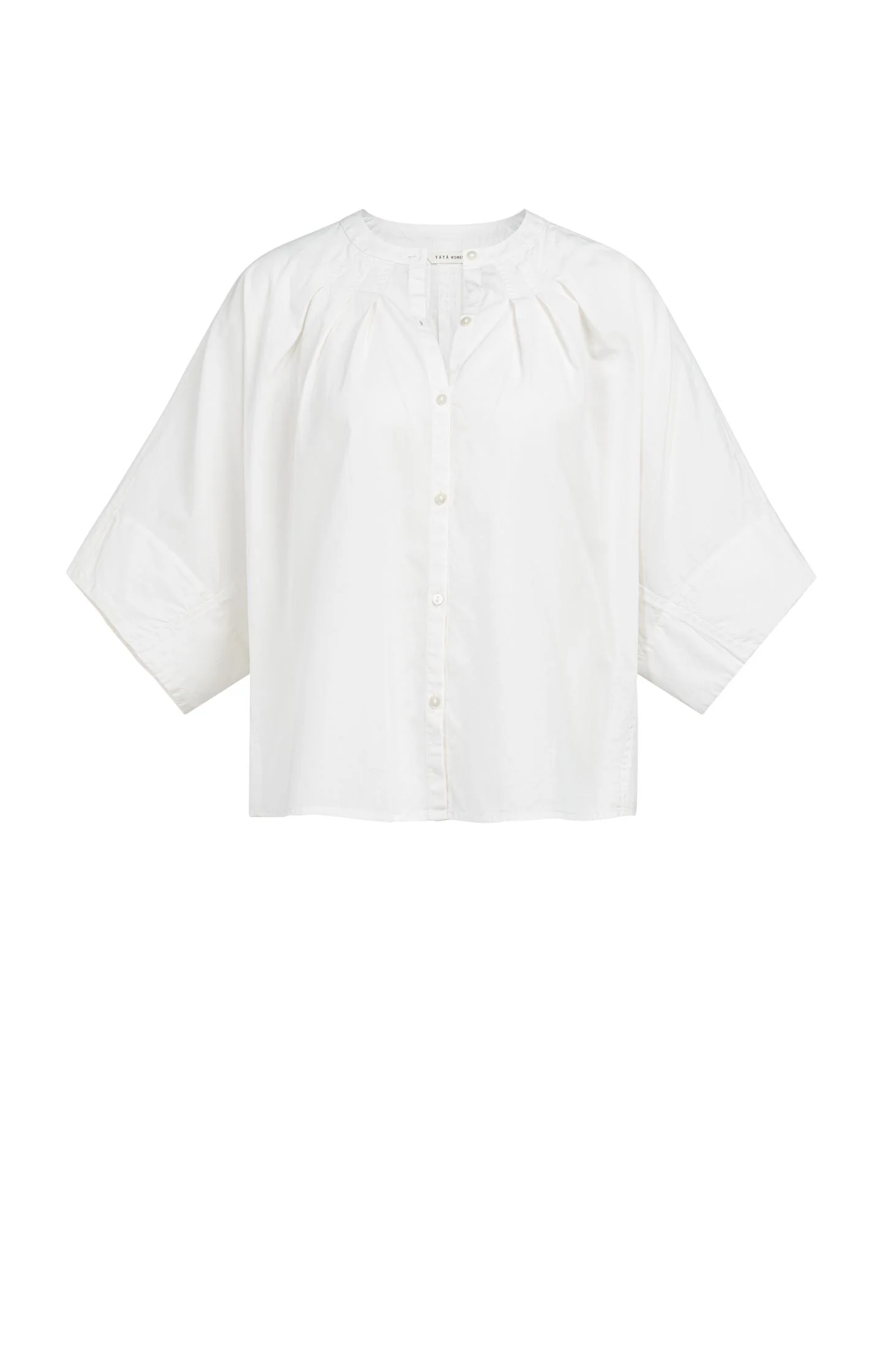 Blouse with short batwing sleeves and pleat details - Image 2