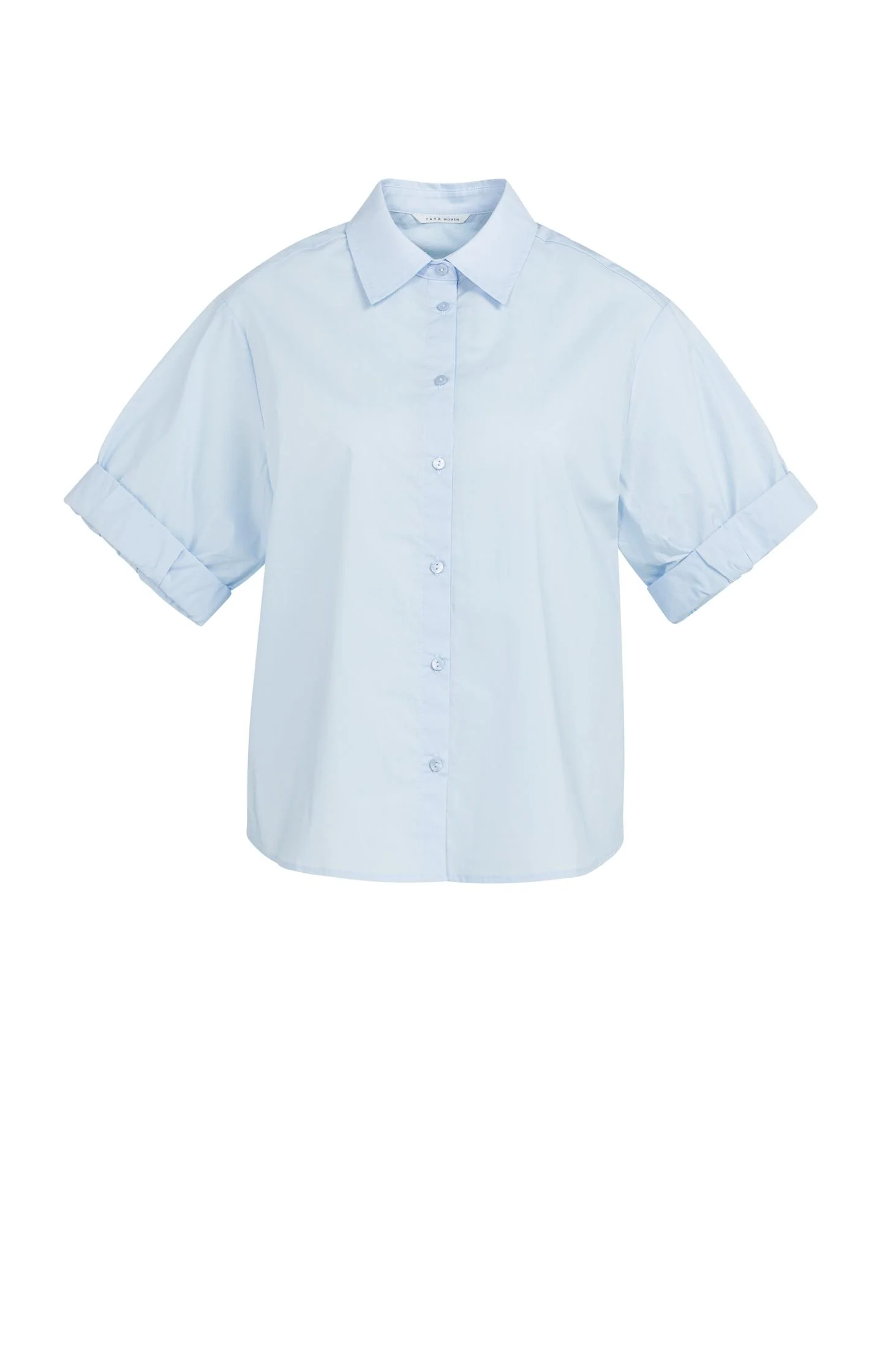 Blouse with short rolled-up sleeves and collar - Image 2