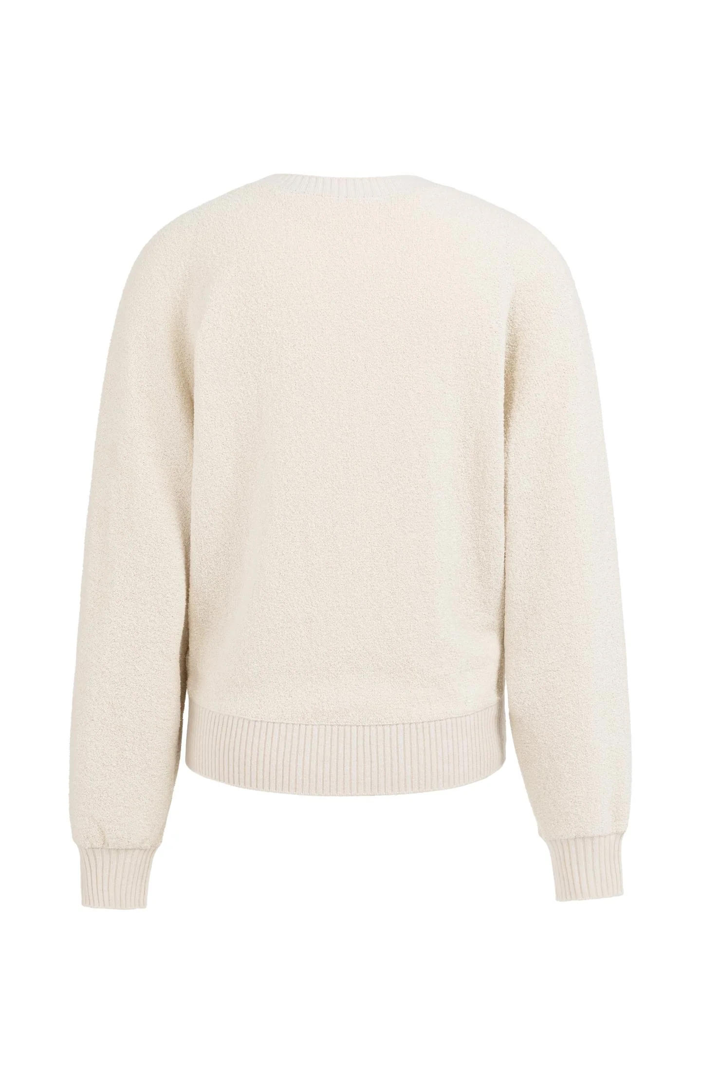 Bouclé sweater with batwing sleeves and ribbed trims - Image 6