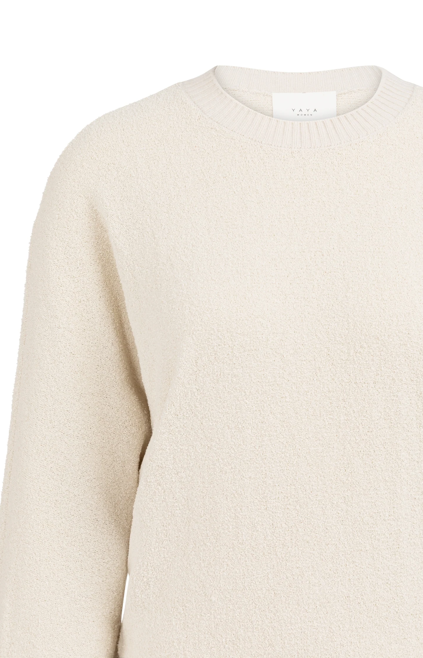 Bouclé sweater with batwing sleeves and ribbed trims - Image 7