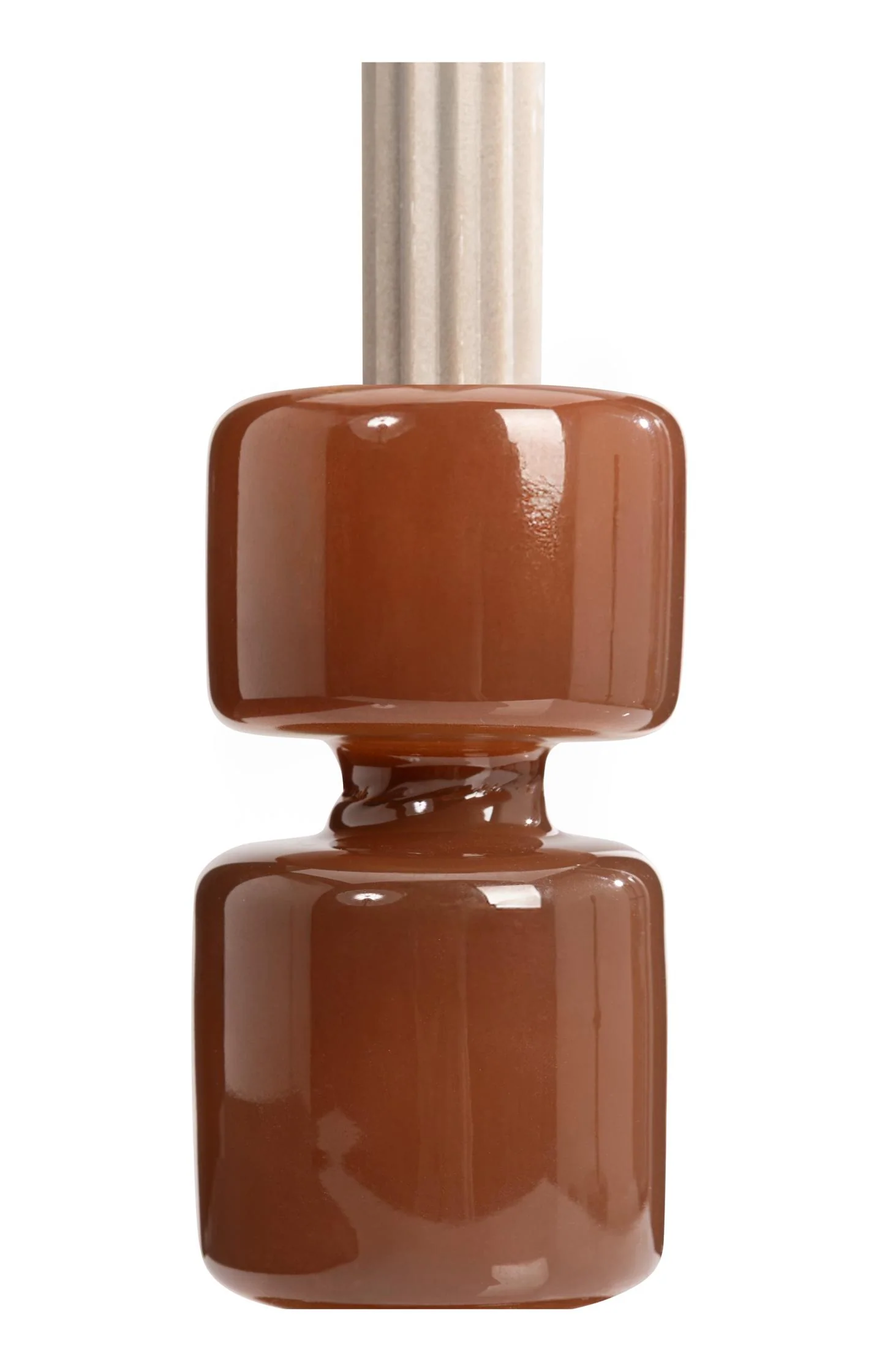 Brown glossy glass candle holder - Image 2