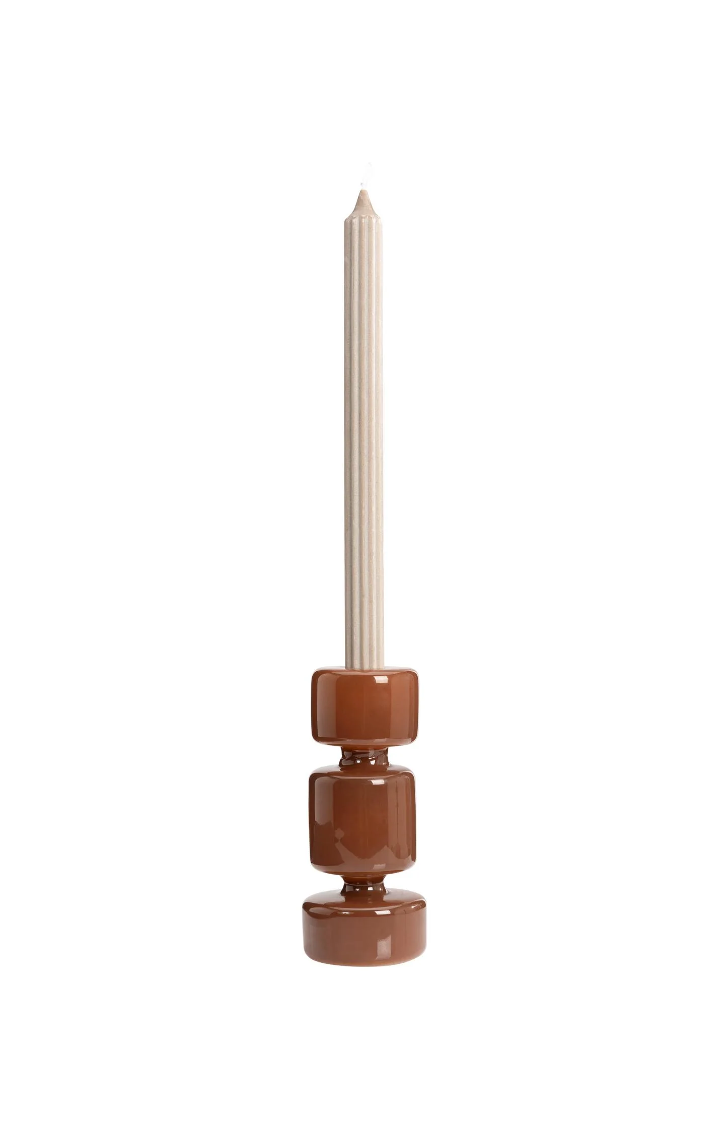 Brown glossy glass candle holder - Image 3