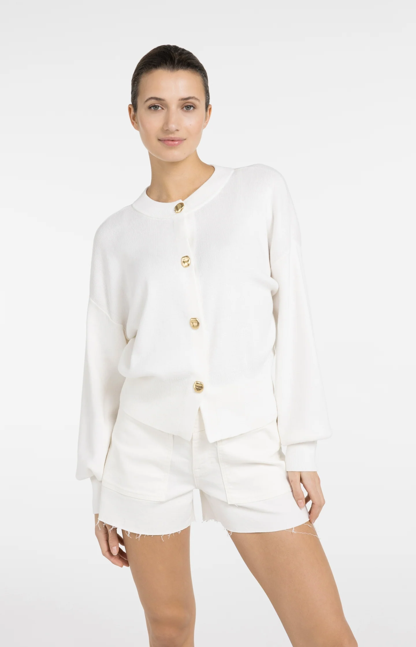 Cardigan with round neck and gold-tone buttons - Image 7