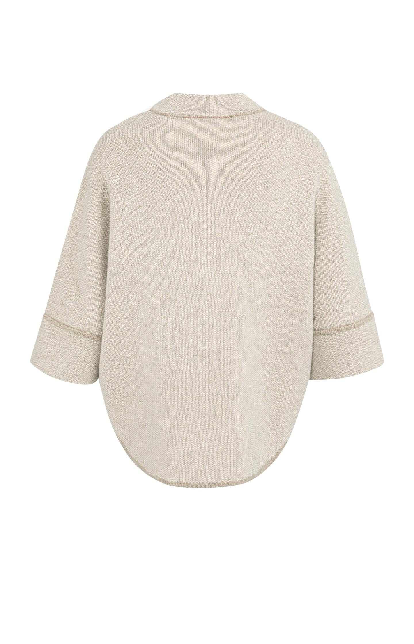 Chunky knit poncho cardigan with rounded hem - Image 7