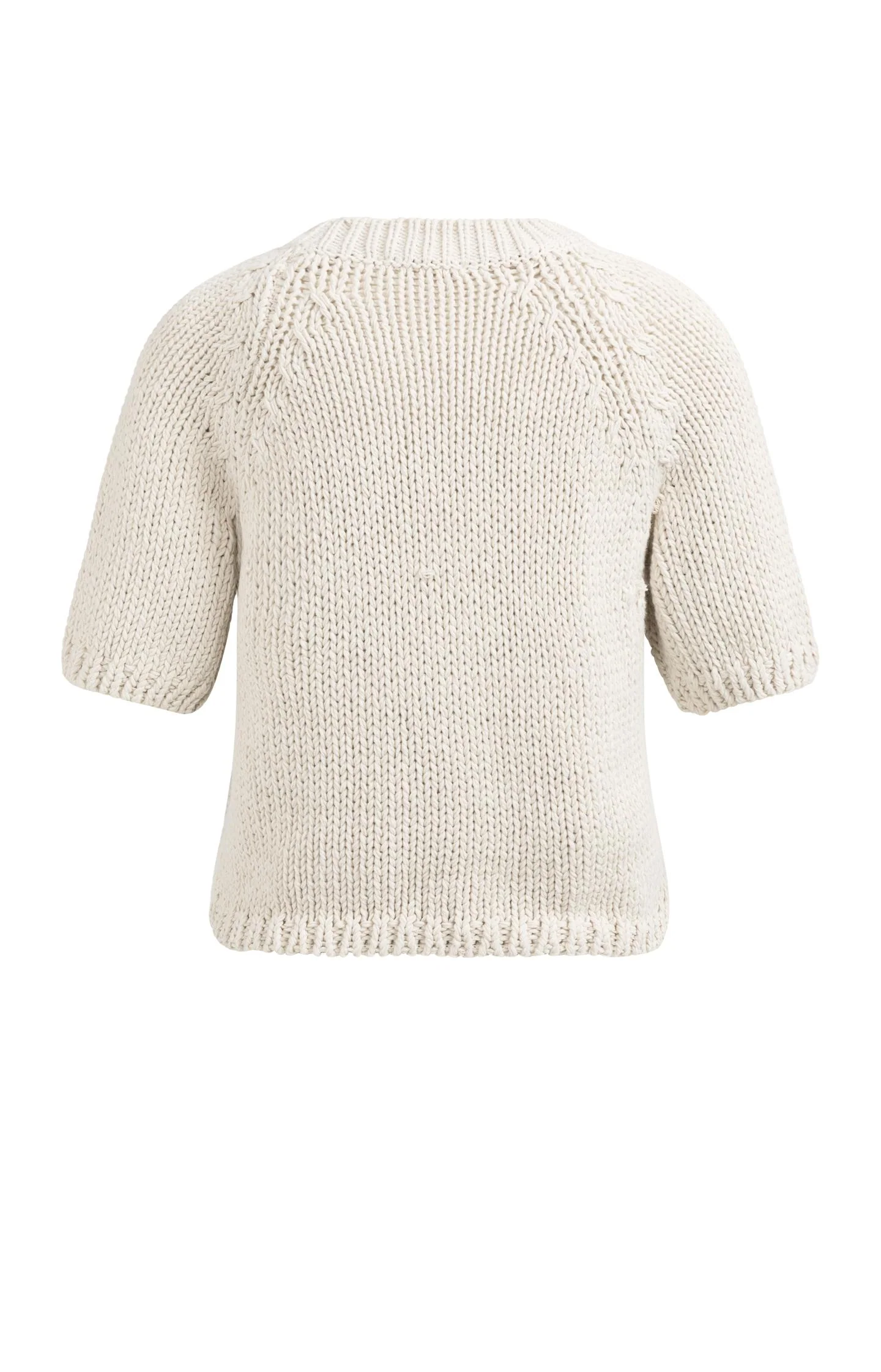 Cropped chunky knit sweater with short sleeves - Image 6