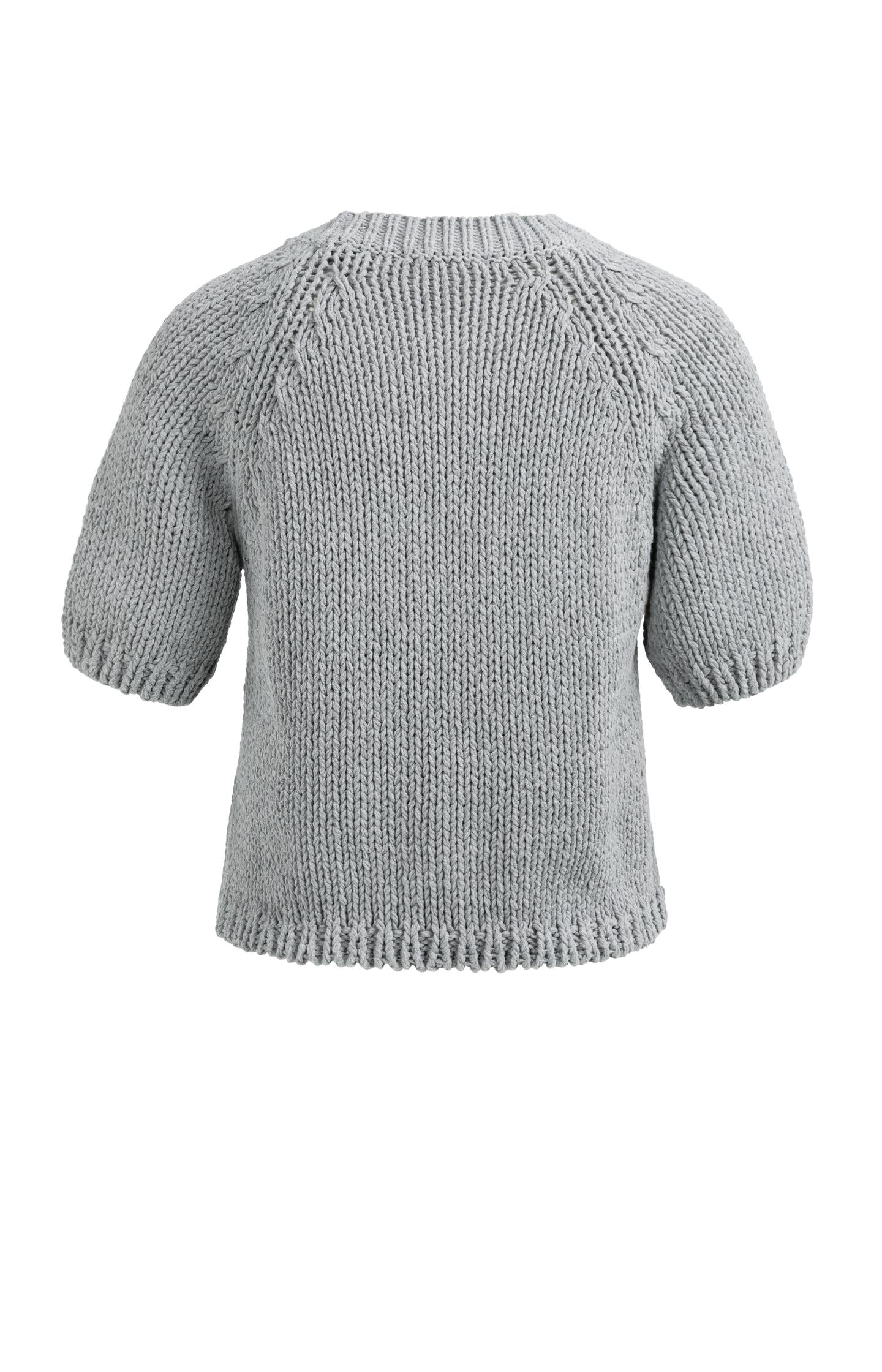 Cropped chunky knit sweater with short sleeves - Image 7