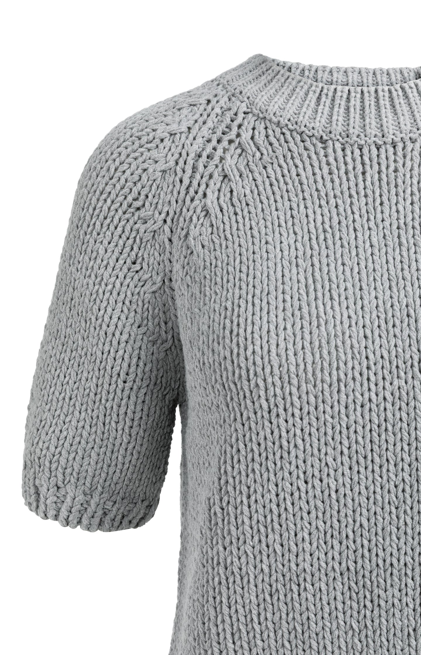 Cropped chunky knit sweater with short sleeves - Image 8