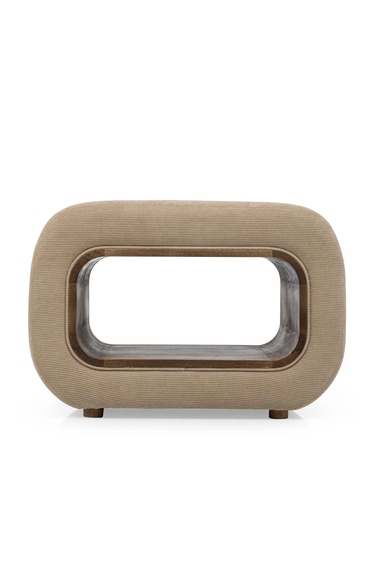 Corduroy pouf with wooden frame - Image 4