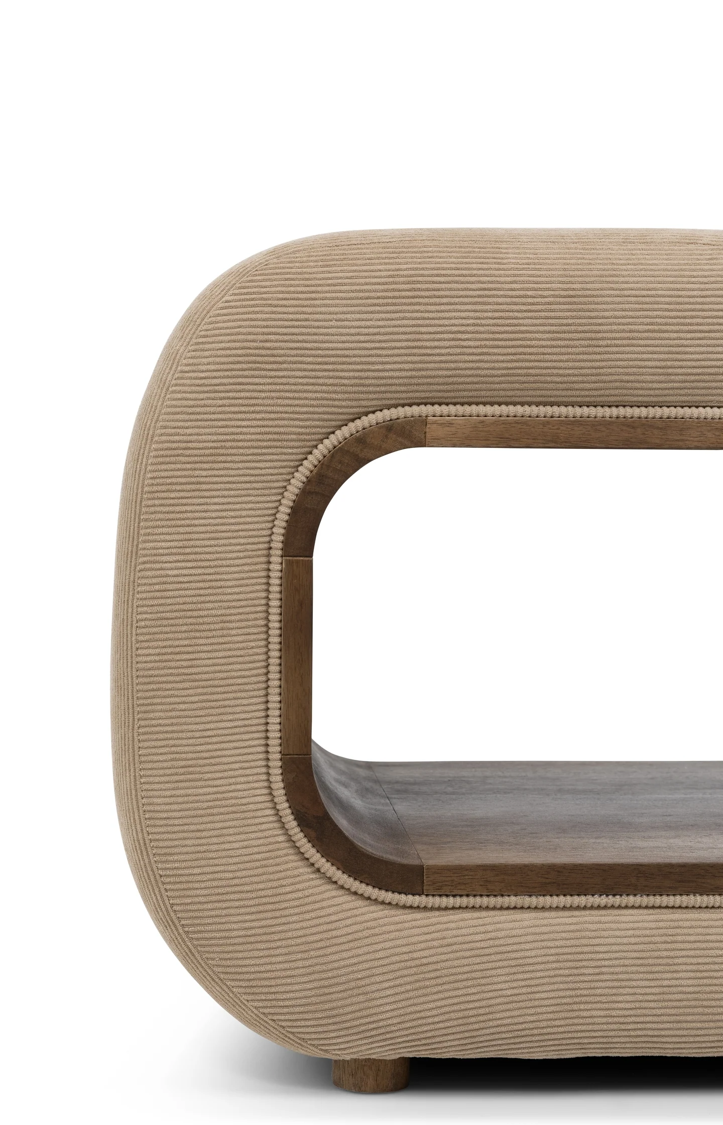 Corduroy pouf with wooden frame - Image 6