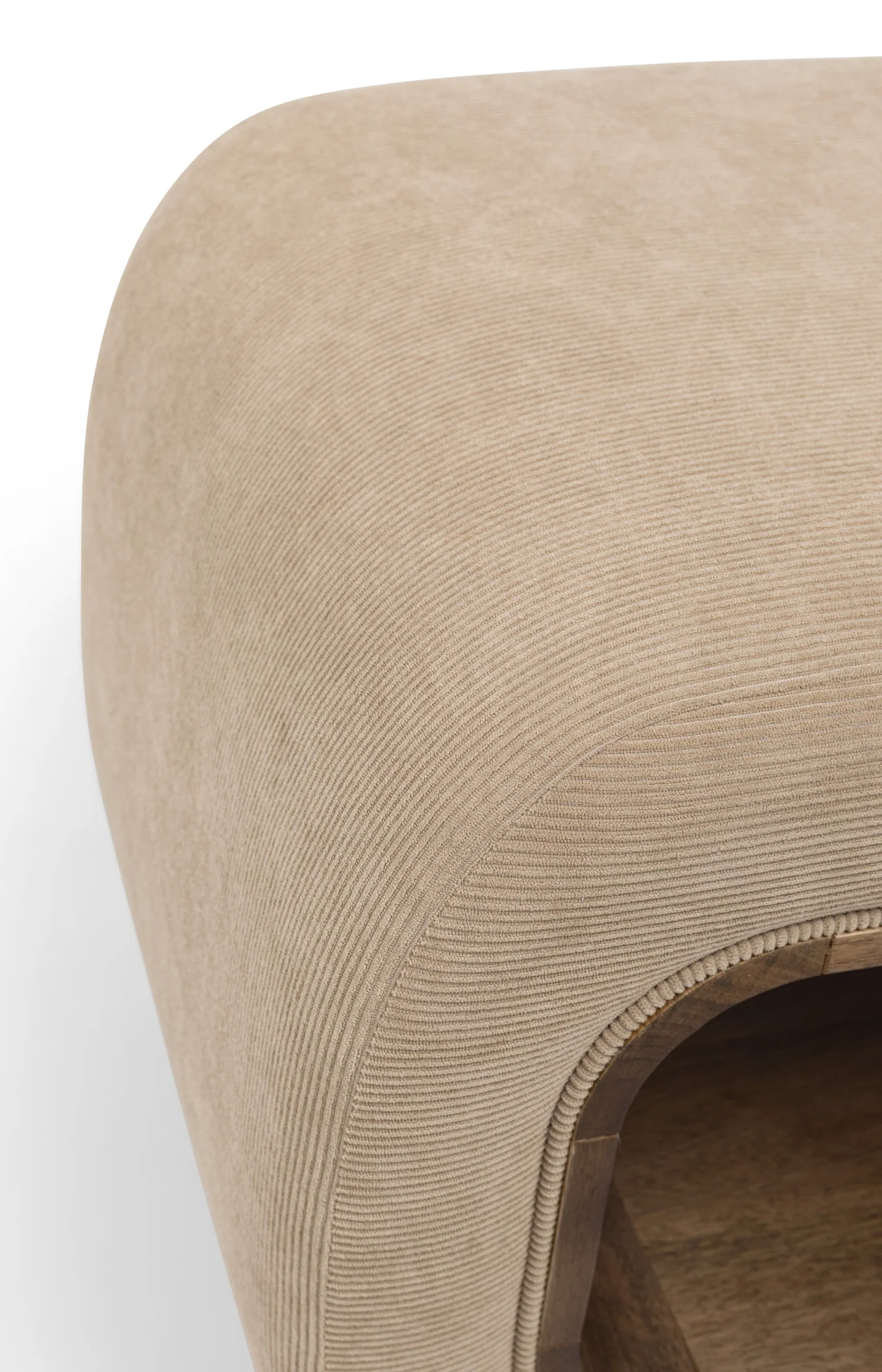 Corduroy pouf with wooden frame - Image 7