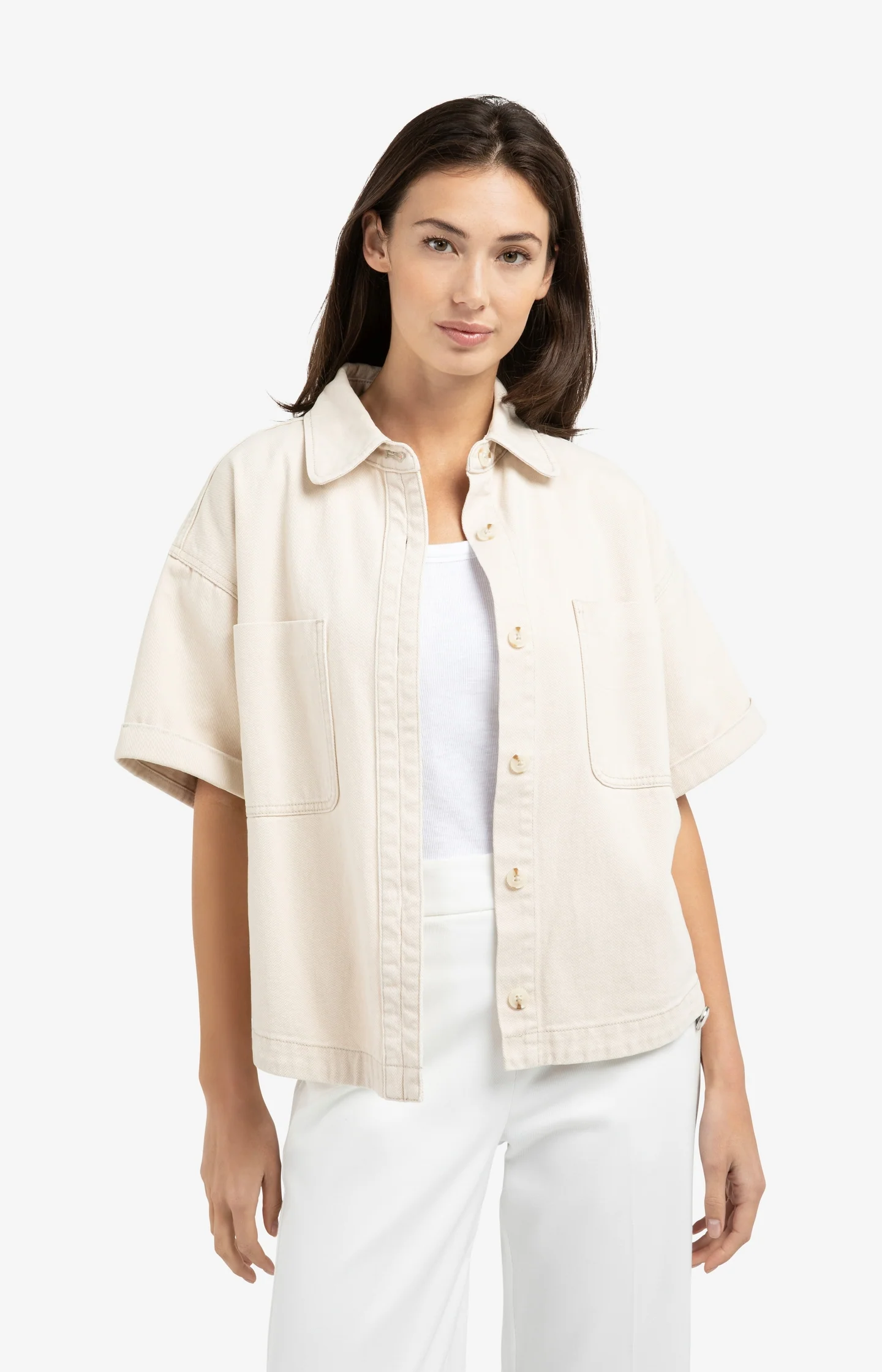 Denim jacket with short sleeves and patch pockets - Image 5