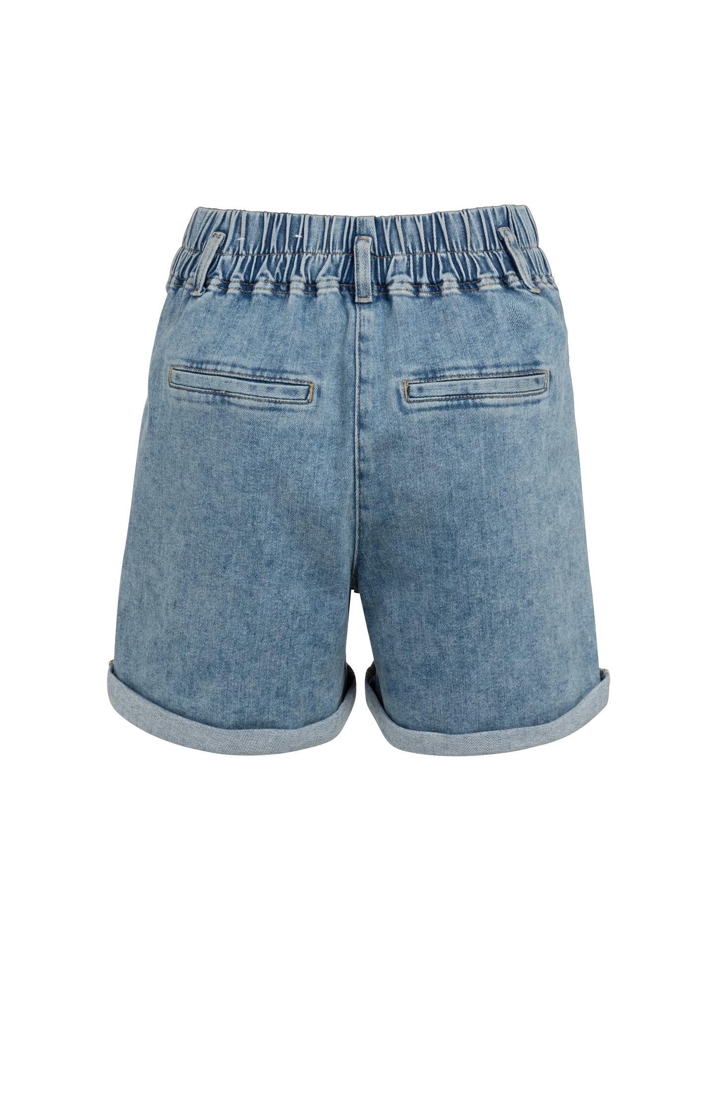 Denim shorts with drawstring waist and patch pockets - Image 7