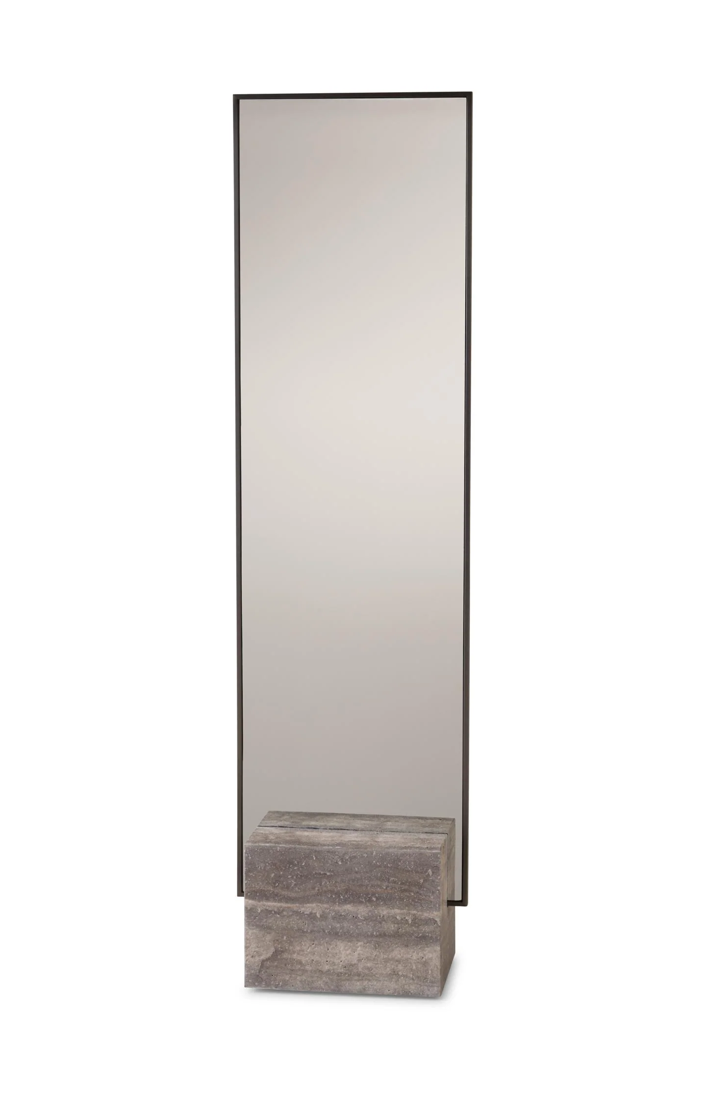 Double-sided mirror with marble block base