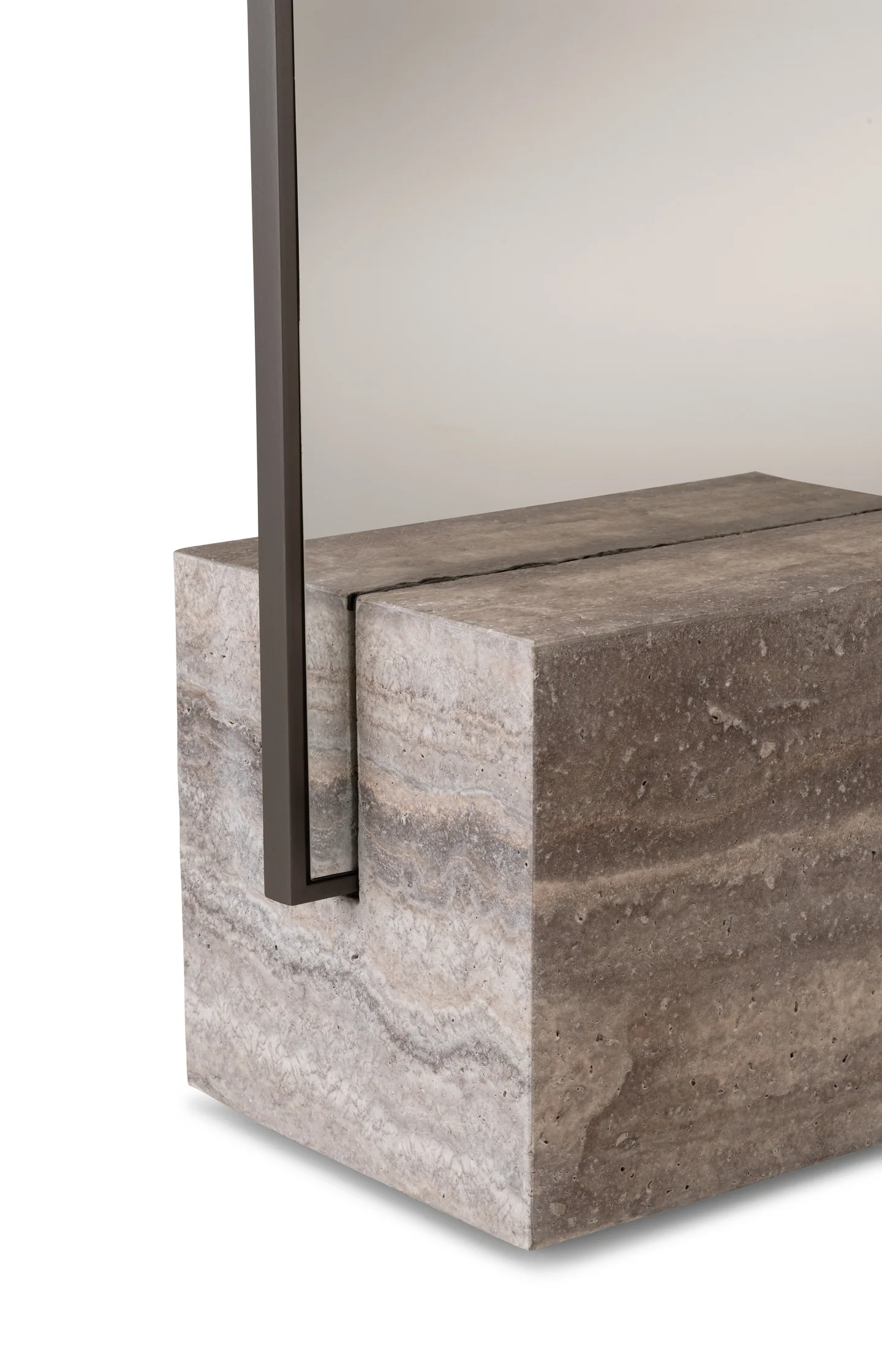 Double-sided mirror with marble block base - Image 3