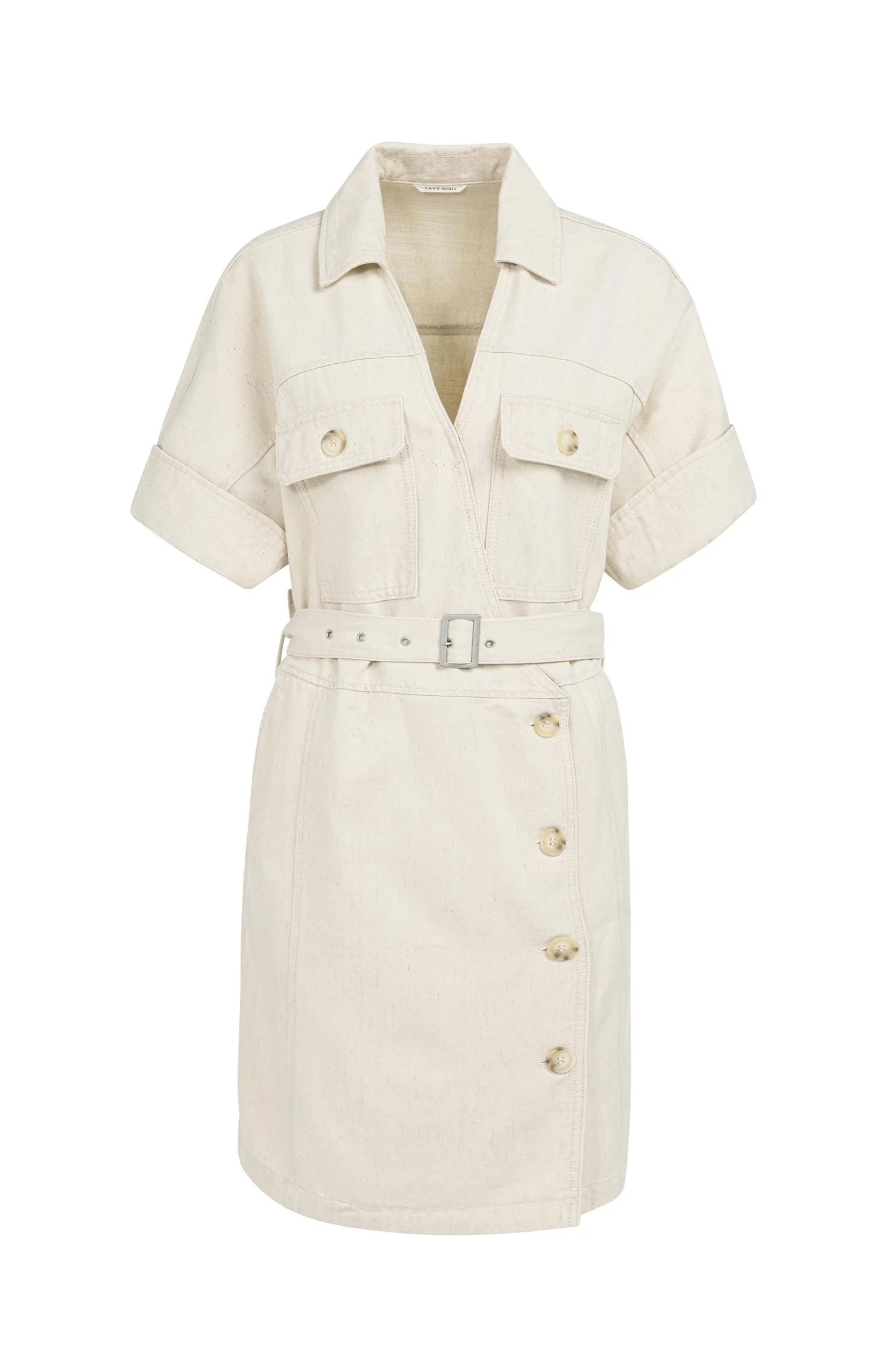 Dress with denim look and belt - Image 2
