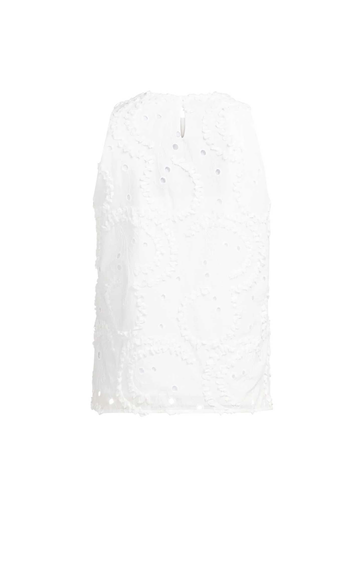 Embroidered sleeveless top with round neckline - Image 2