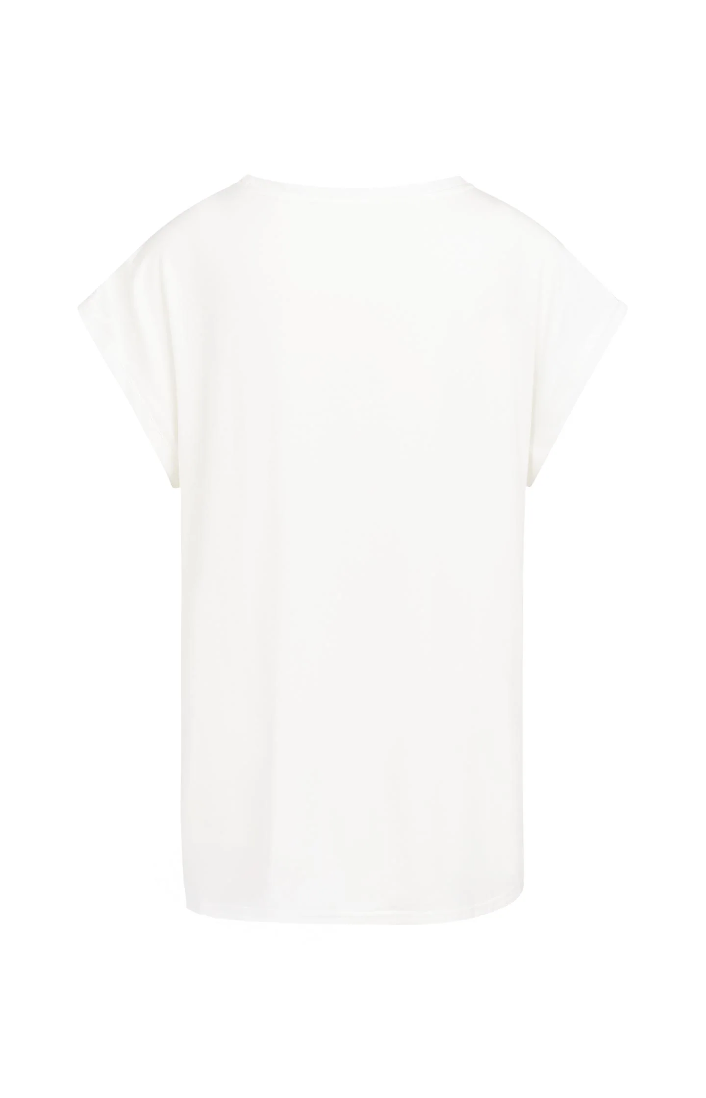 Basic mixed fabric top with round neck and cap sleeves - Image 5