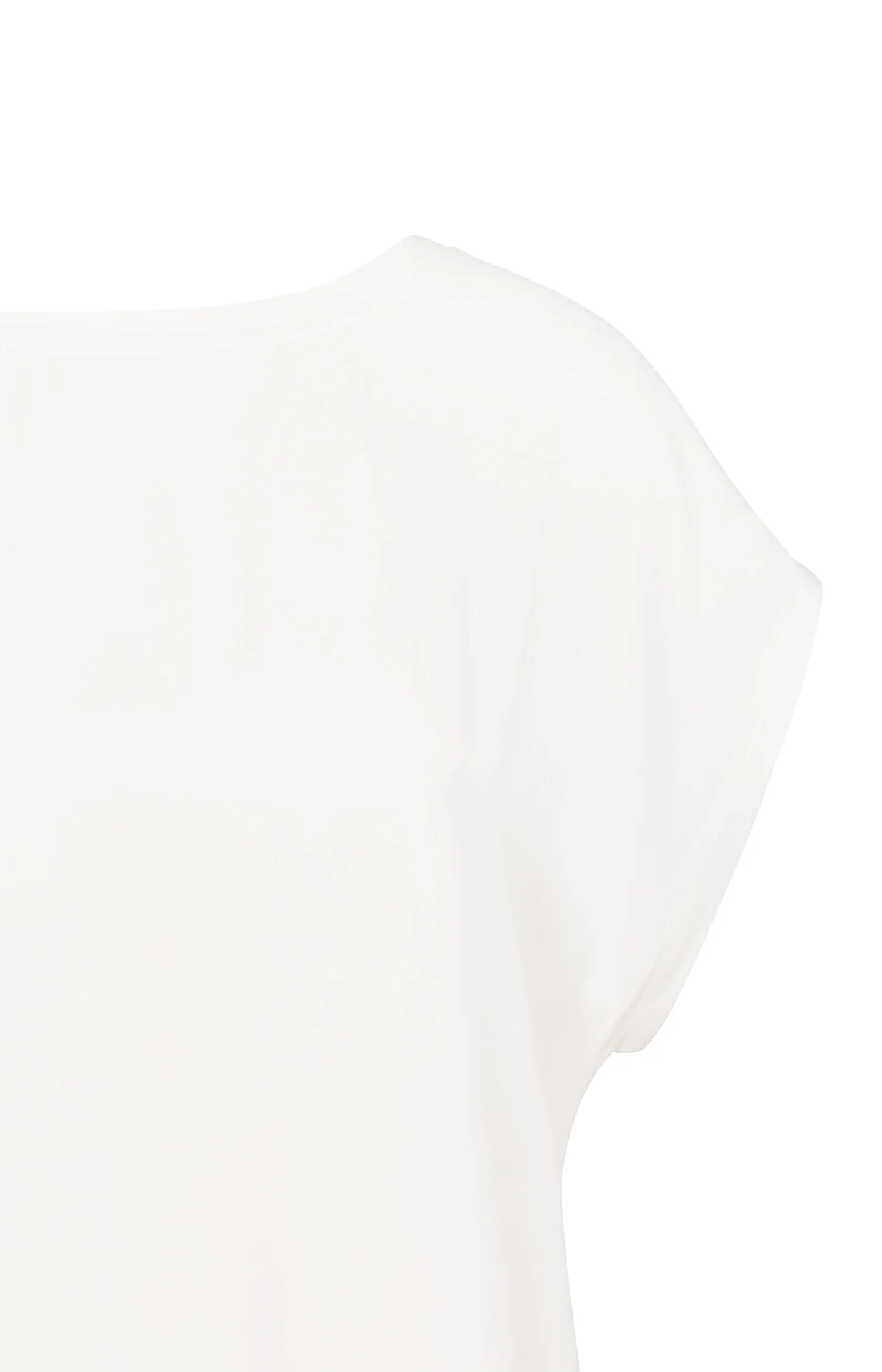 Basic mixed fabric top with round neck and cap sleeves - Image 6