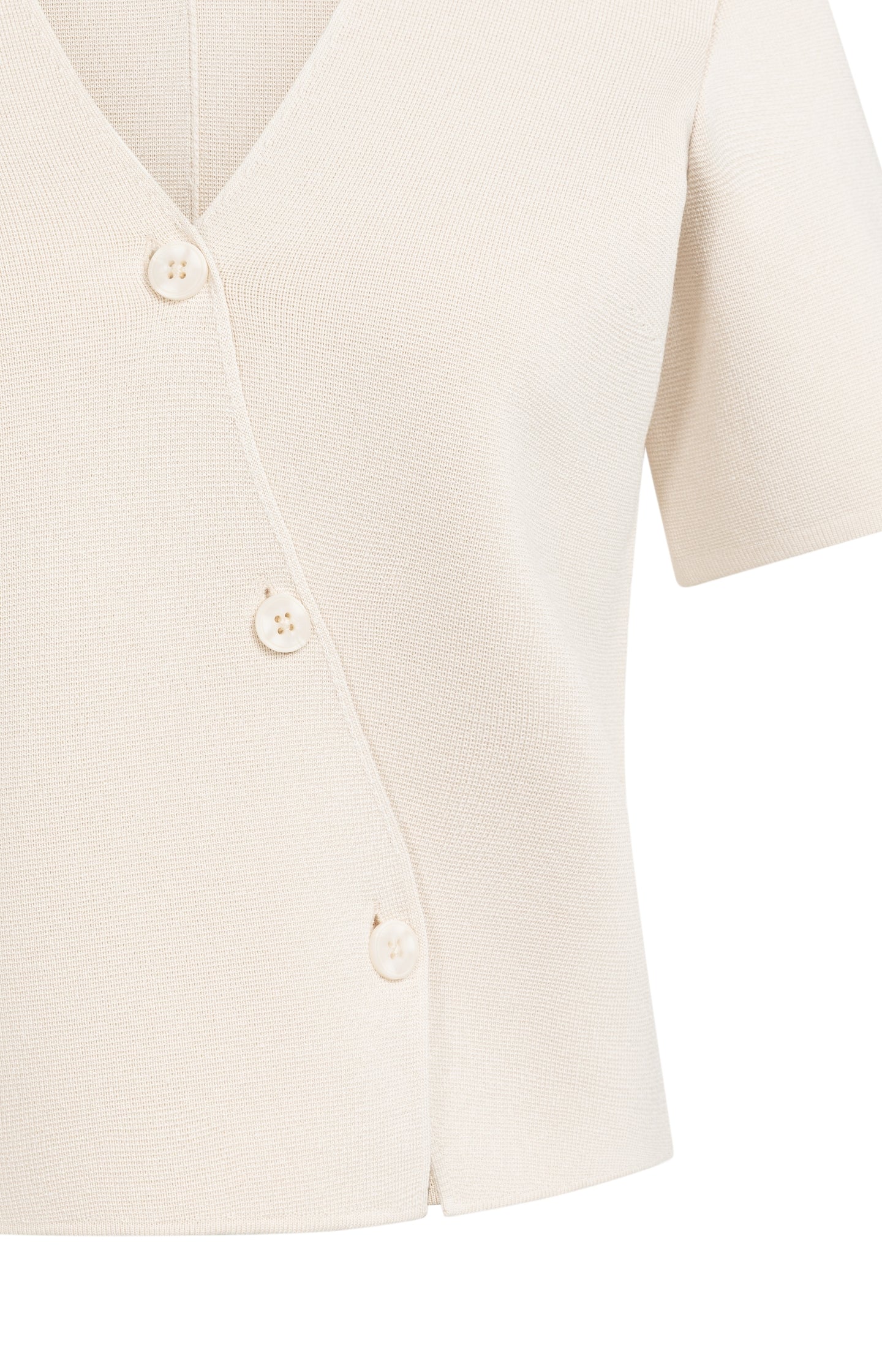Fine knitted gilet with V-neck and slanted button closure - Image 9
