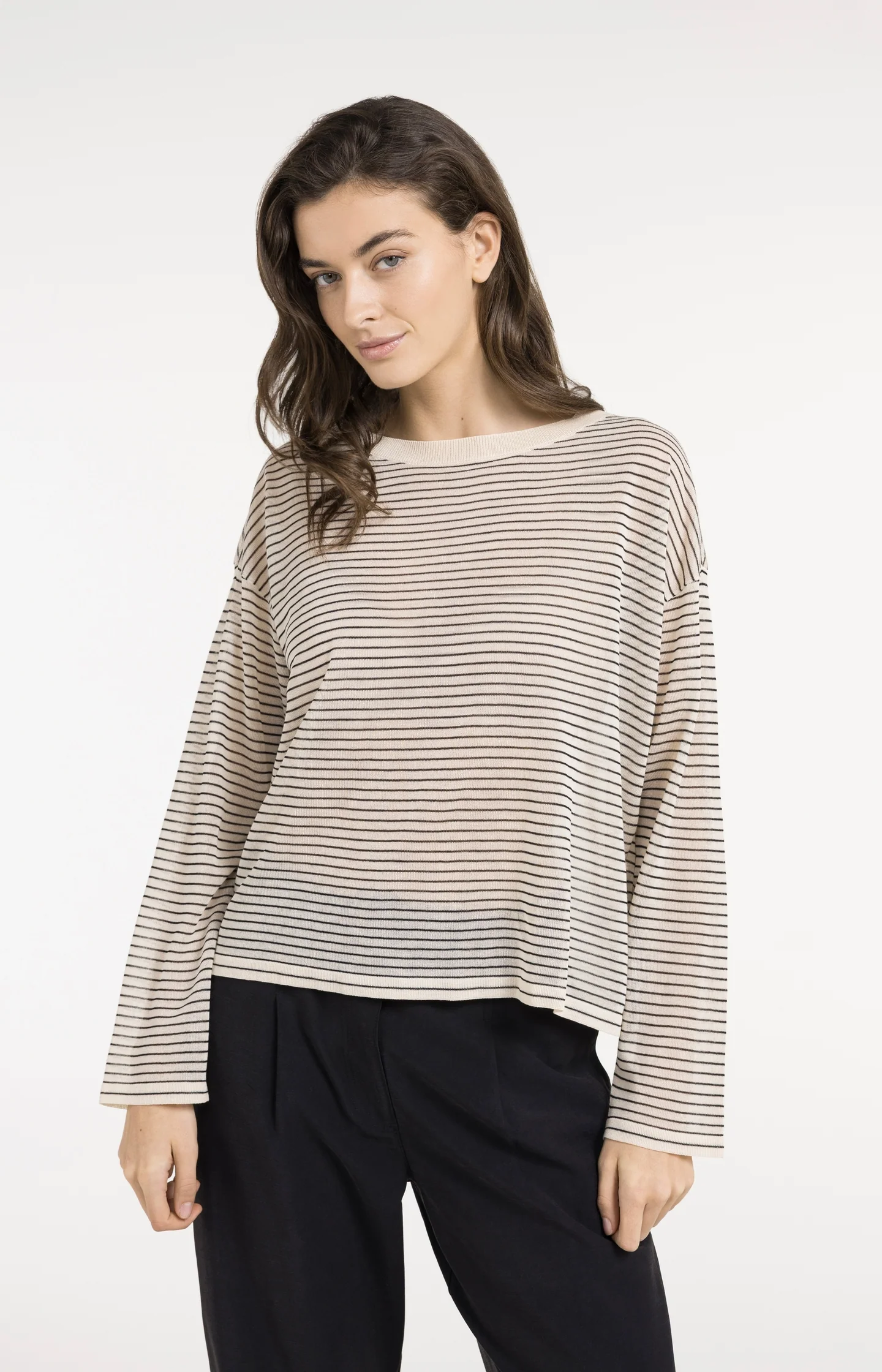 Fine-knitted striped sweater with a slightly sheer finish - Image 3