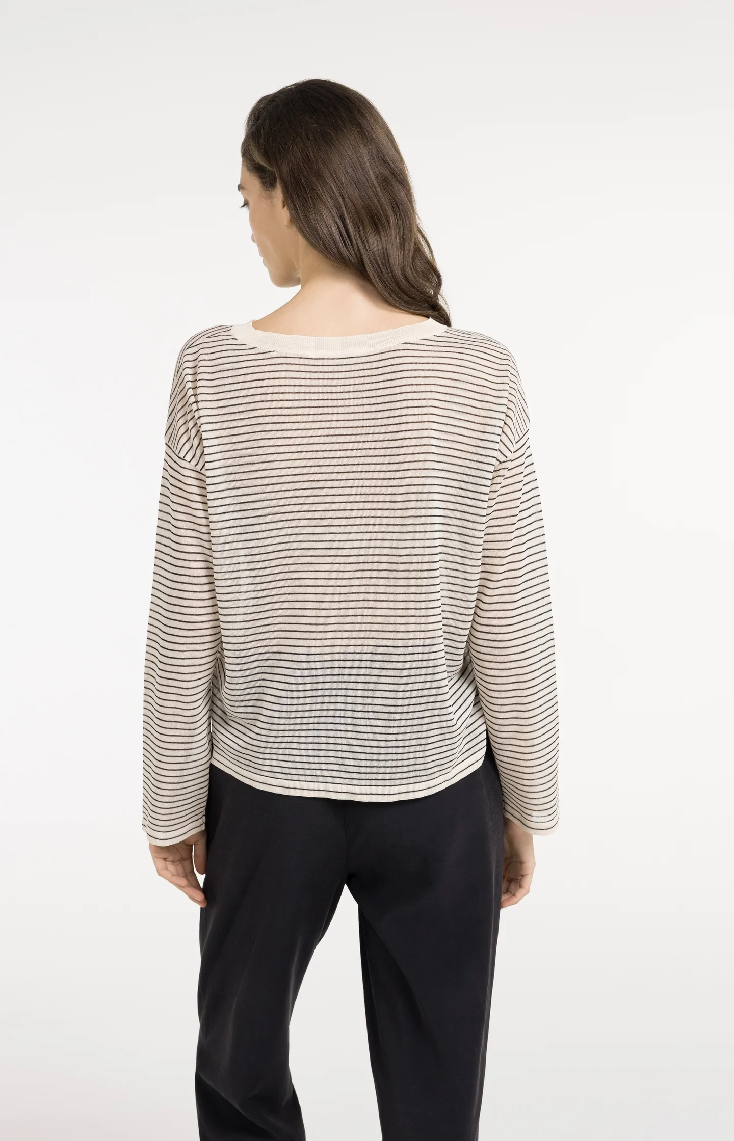 Fine-knitted striped sweater with a slightly sheer finish - Image 4