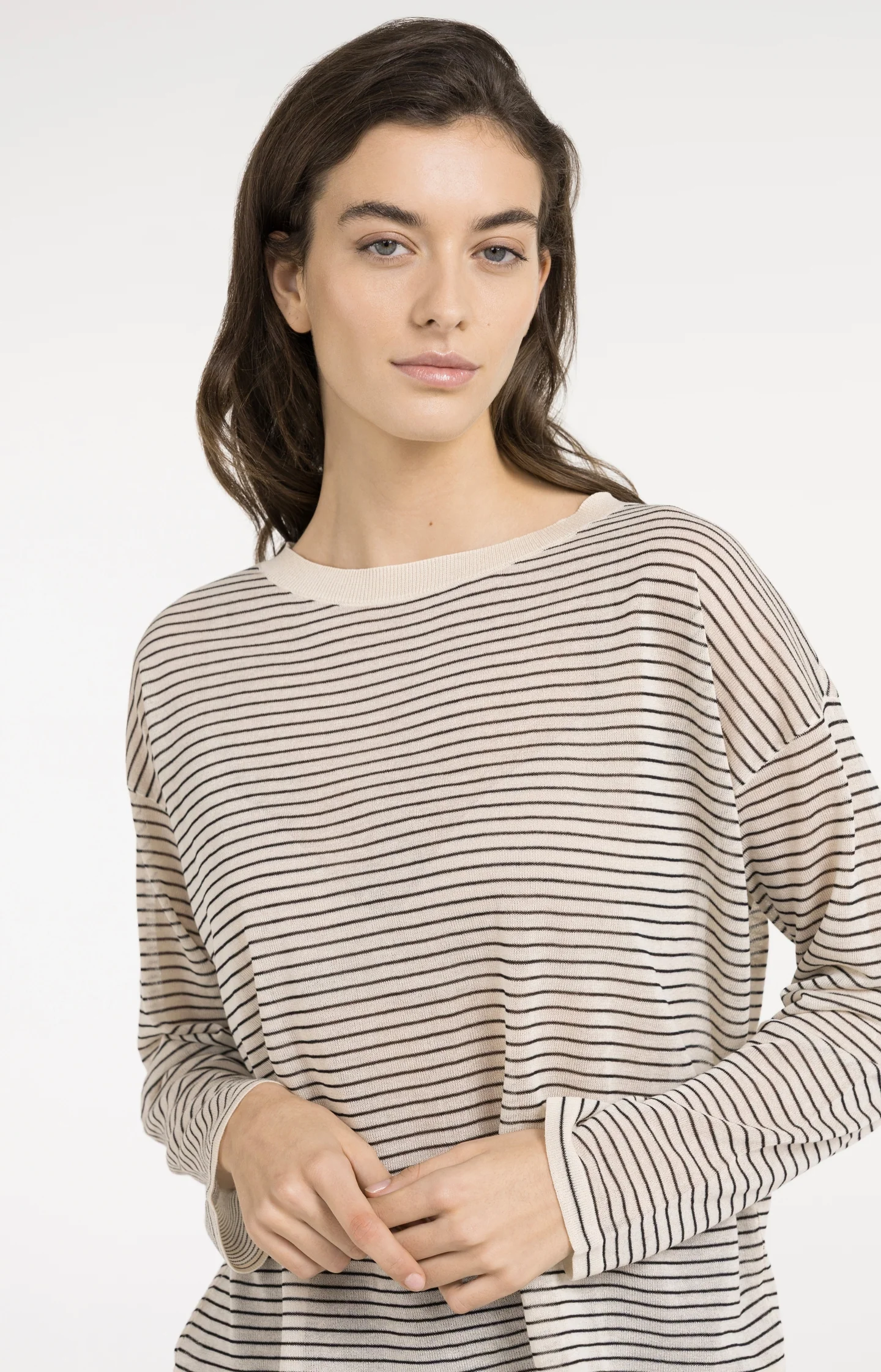 Fine-knitted striped sweater with a slightly sheer finish - Image 5