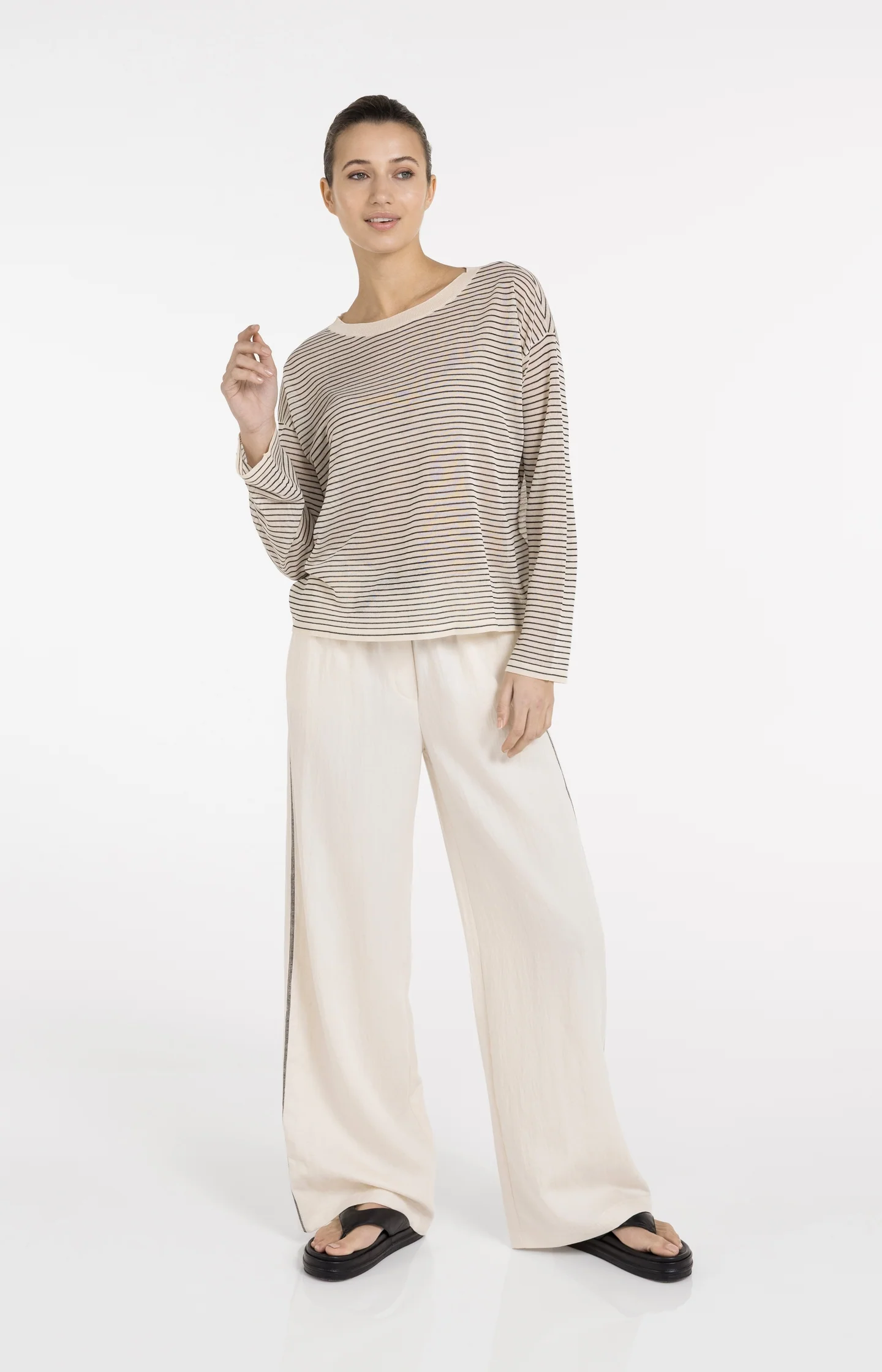 Fine-knitted striped sweater with a slightly sheer finish - Image 7