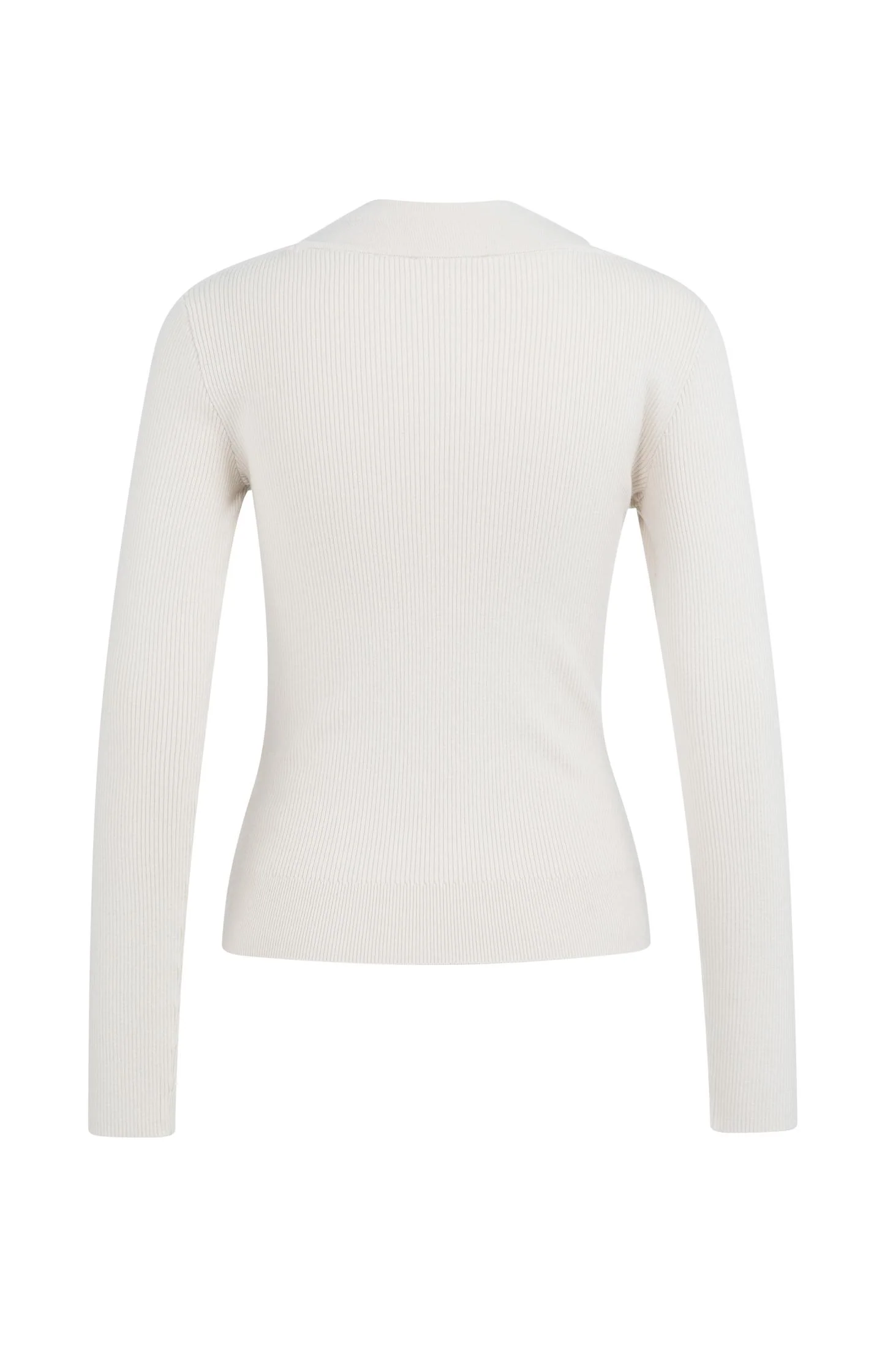 Fine ribbed sweater with layered neckline and fitted fit - Image 6