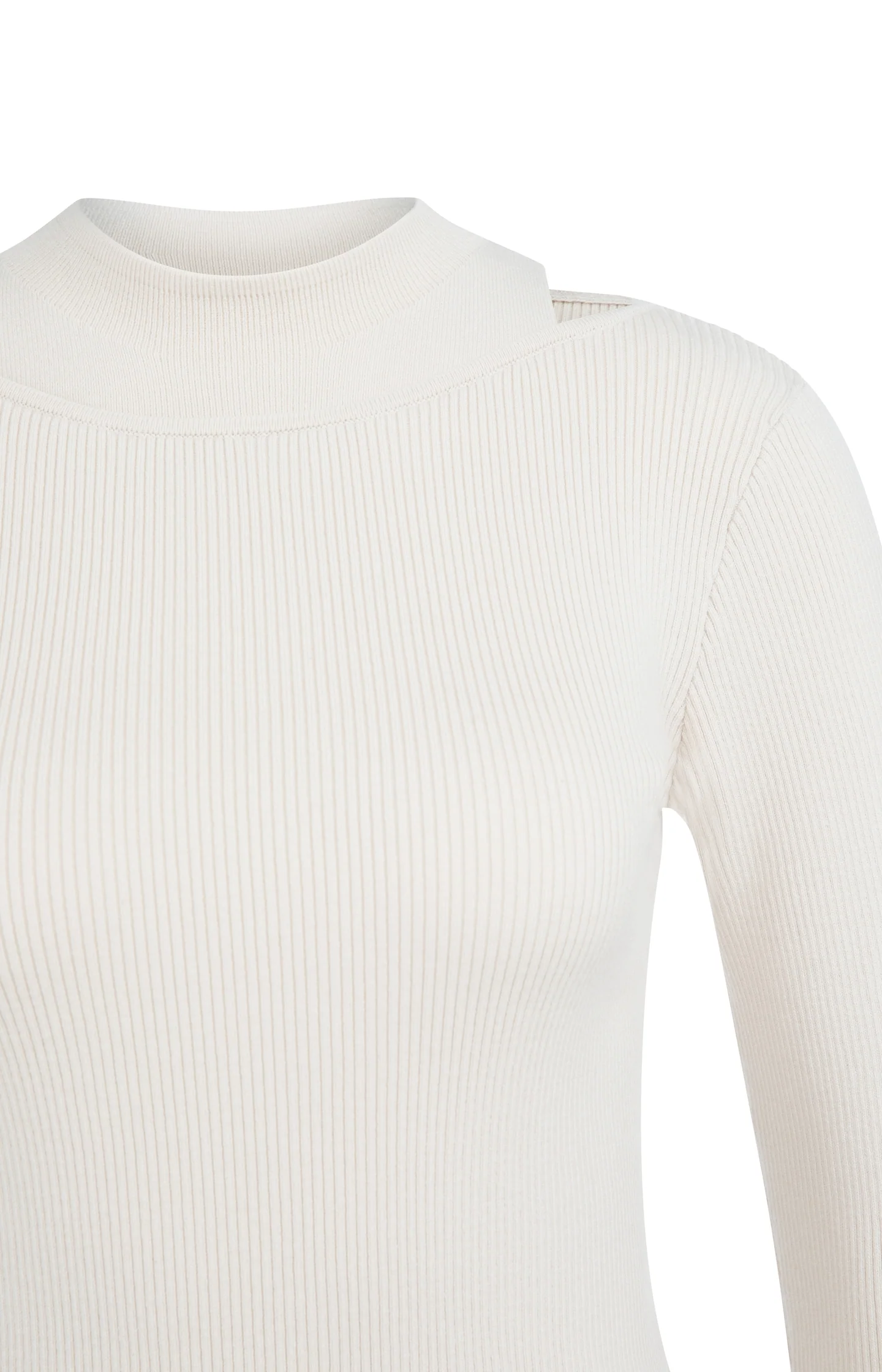 Fine ribbed sweater with layered neckline and fitted fit - Image 7